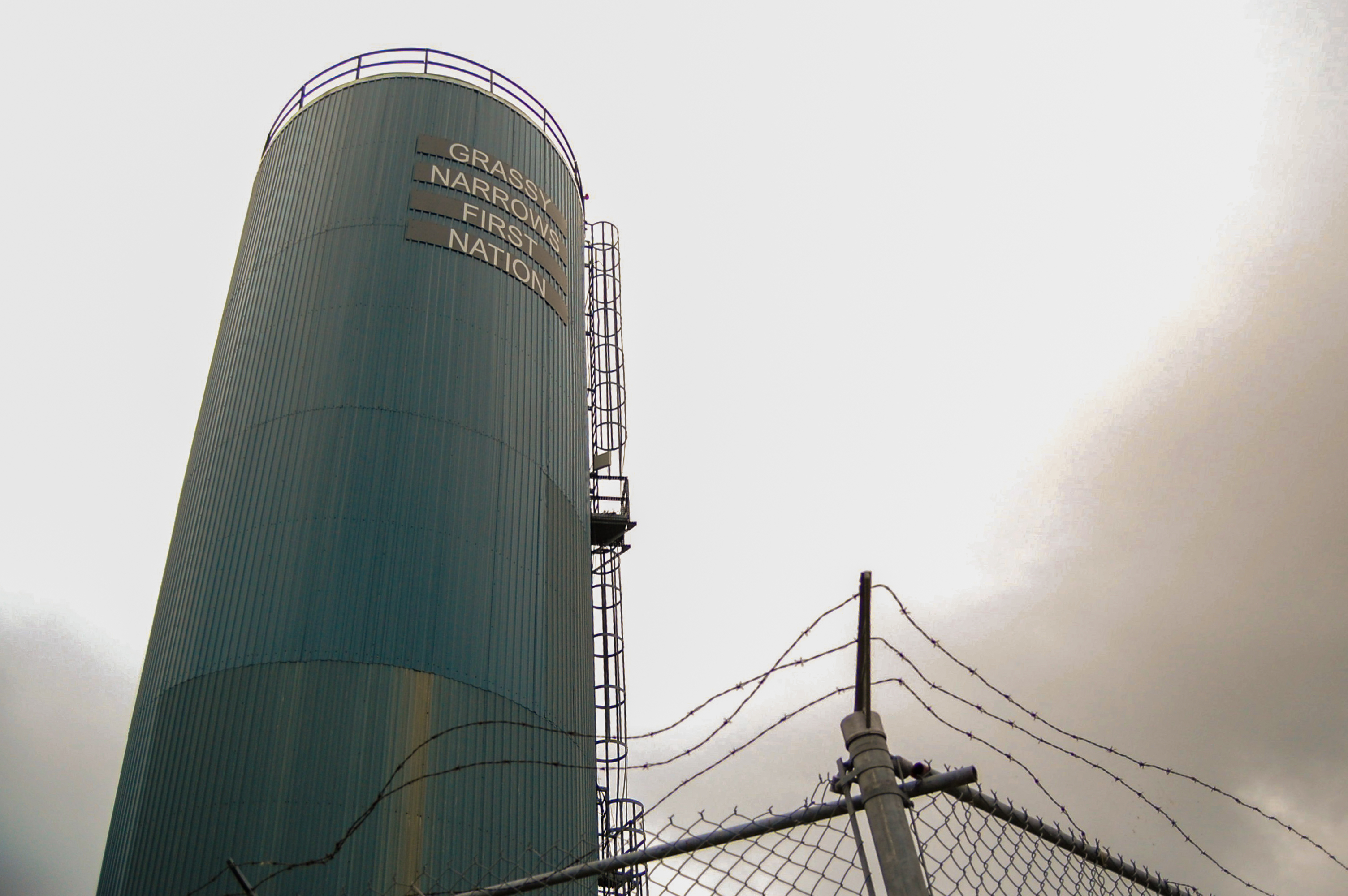 The water tower in Grassy Narrows First Nation