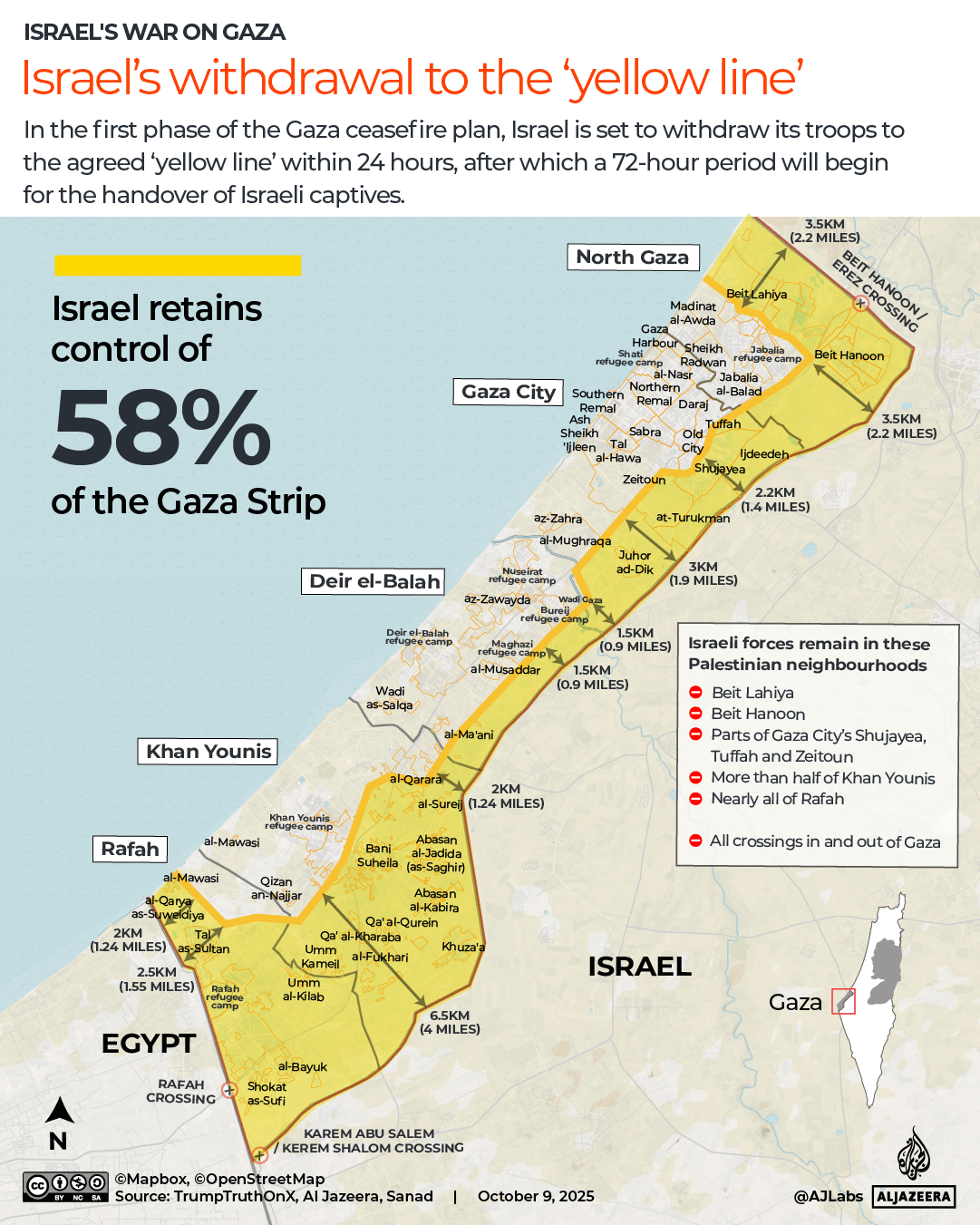 INTERACTIVE - Gaza map Israel’s withdrawal in Trump’s 20-point plan yellow line map-1760017243