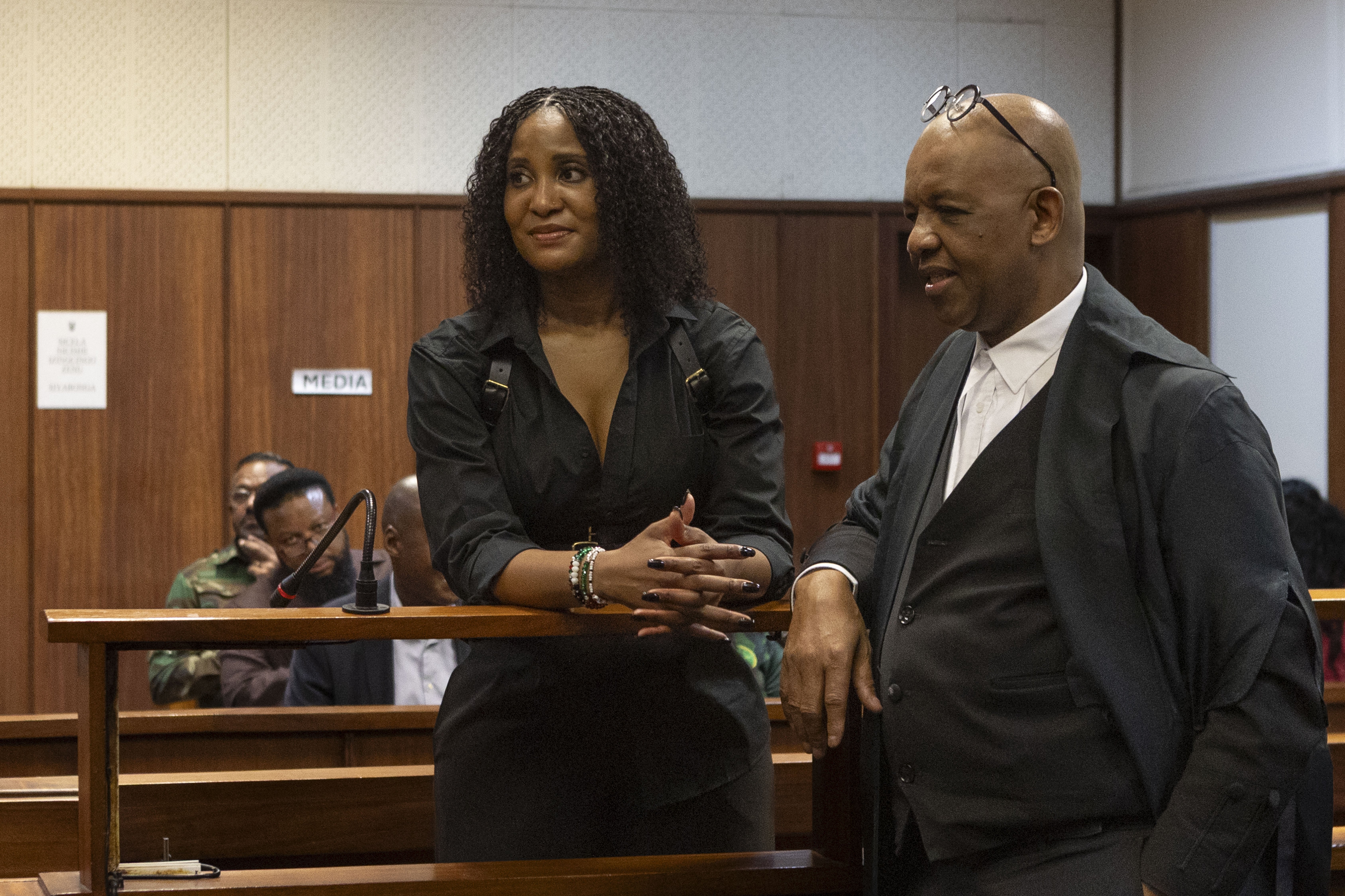 Duduzile Zuma-Sambudla, left, the daughter of former South African President Jacob Zuma, is accused of helping traffic South African men to Russia to fight in the Ukraine war