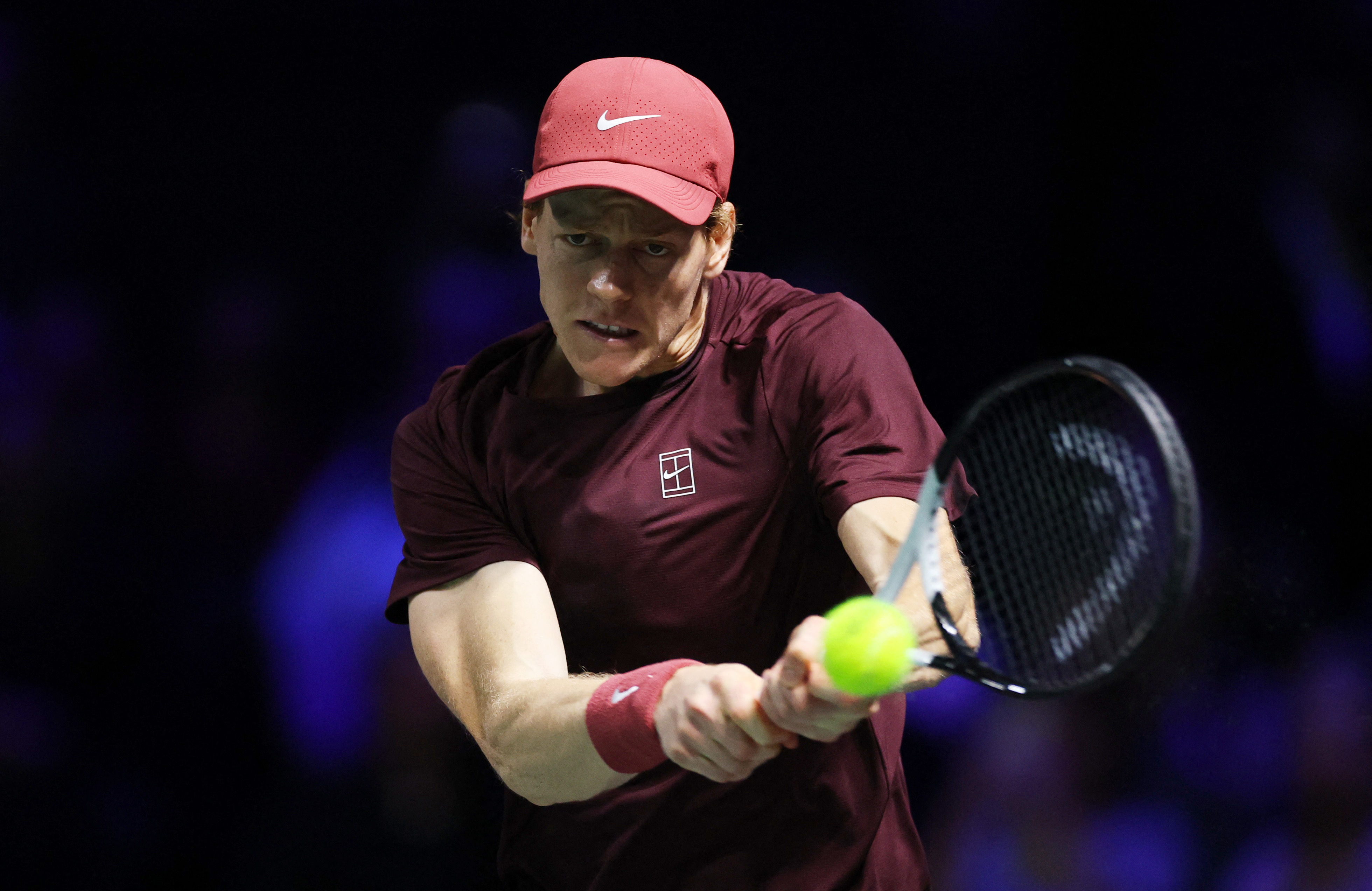 Sinner in action during the final against Canada’s Felix Auger-Aliassime