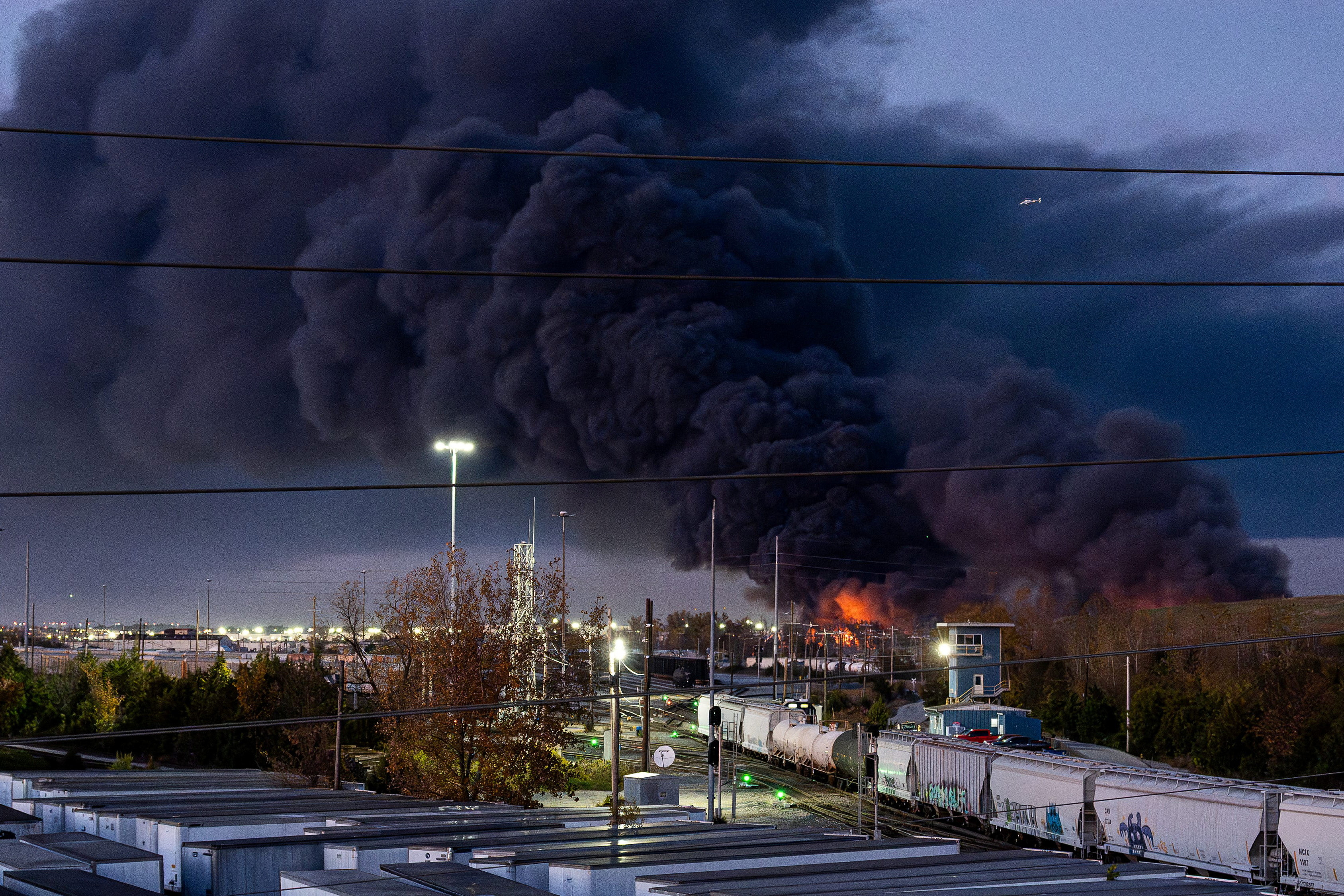 Smoke rises from the wreackage of a UPS MD-11 cargo jet after it crashed on departure from Louisville Muhammad Ali International Airport in Louisville, Kentucky, U.S. November 4, 2025. Jeff Faughender/USA Today Network via REUTERS. NO RESALES. NO ARCHIVES. THIS IMAGE HAS BEEN SUPPLIED BY A THIRD PARTY TPX IMAGES OF THE DAY