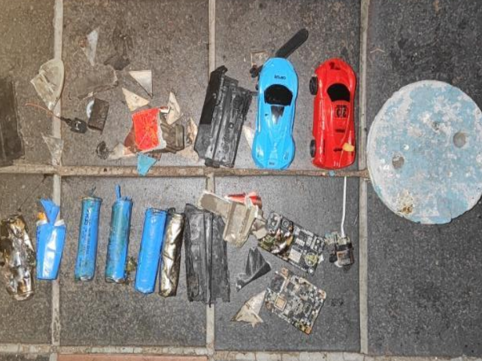 These photos document evidence seized from incidents involving explosive devices at government offices and other significant locations in Yangon