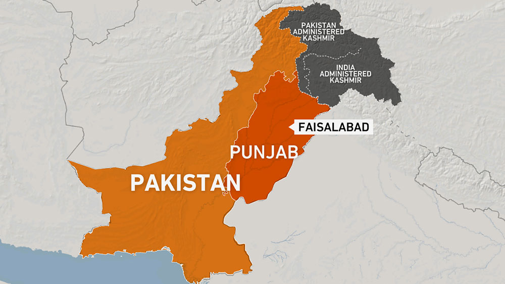 Map showing Faisalabad in Pakistan [Al Jazeera]
