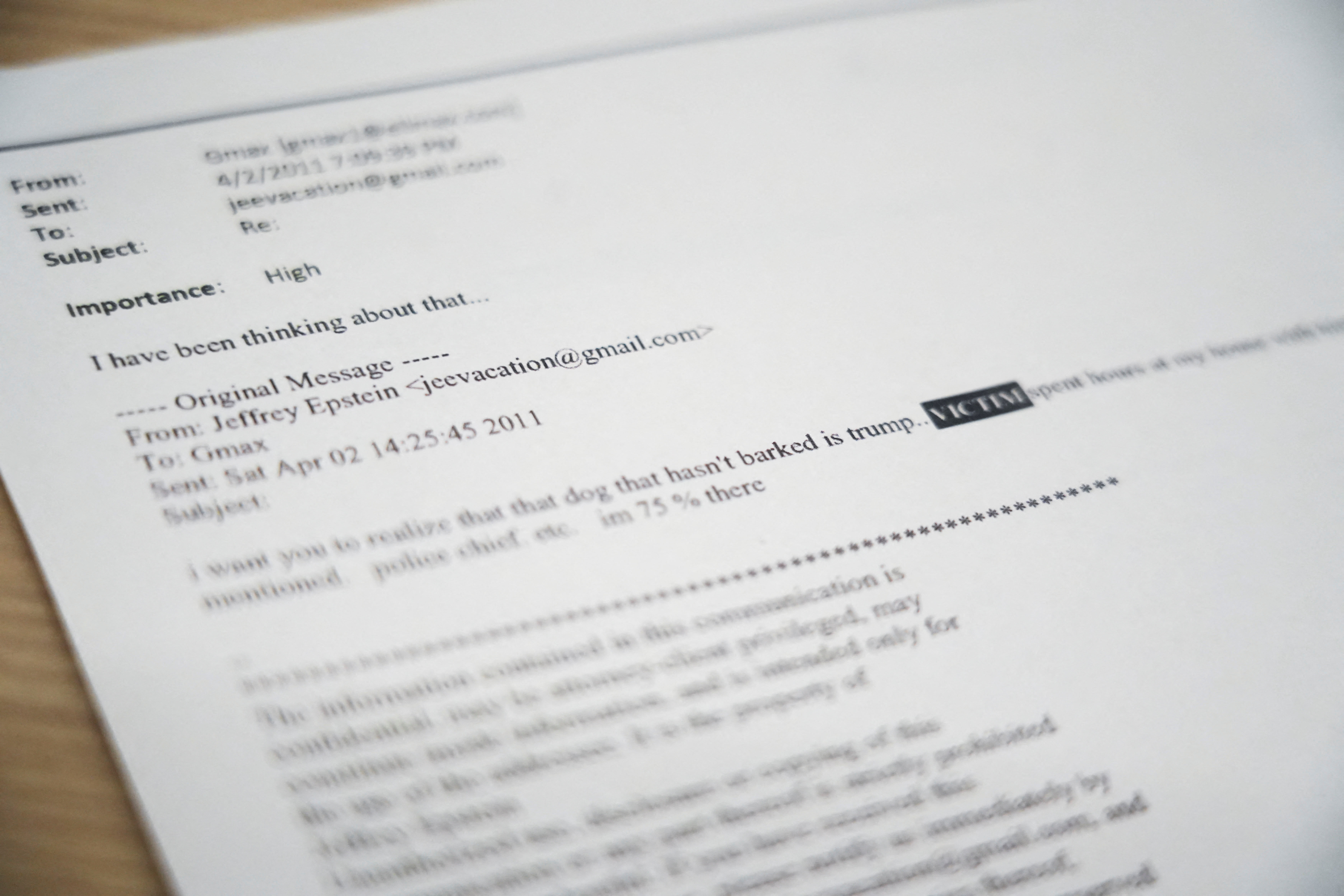 A newly released email from disgraced late financier and sex offender Jeffrey Epstein, referencing his former companion Ghislaine Maxwell and U.S. President Donald Trump, is seen in this handout image released by Democrats on the House Oversight Committee in Washington, D.C., U.S., on November 12, 2025. House Oversight Committee Democrats/Handout via REUTERS THIS IMAGE HAS BEEN SUPPLIED BY A THIRD PARTY.