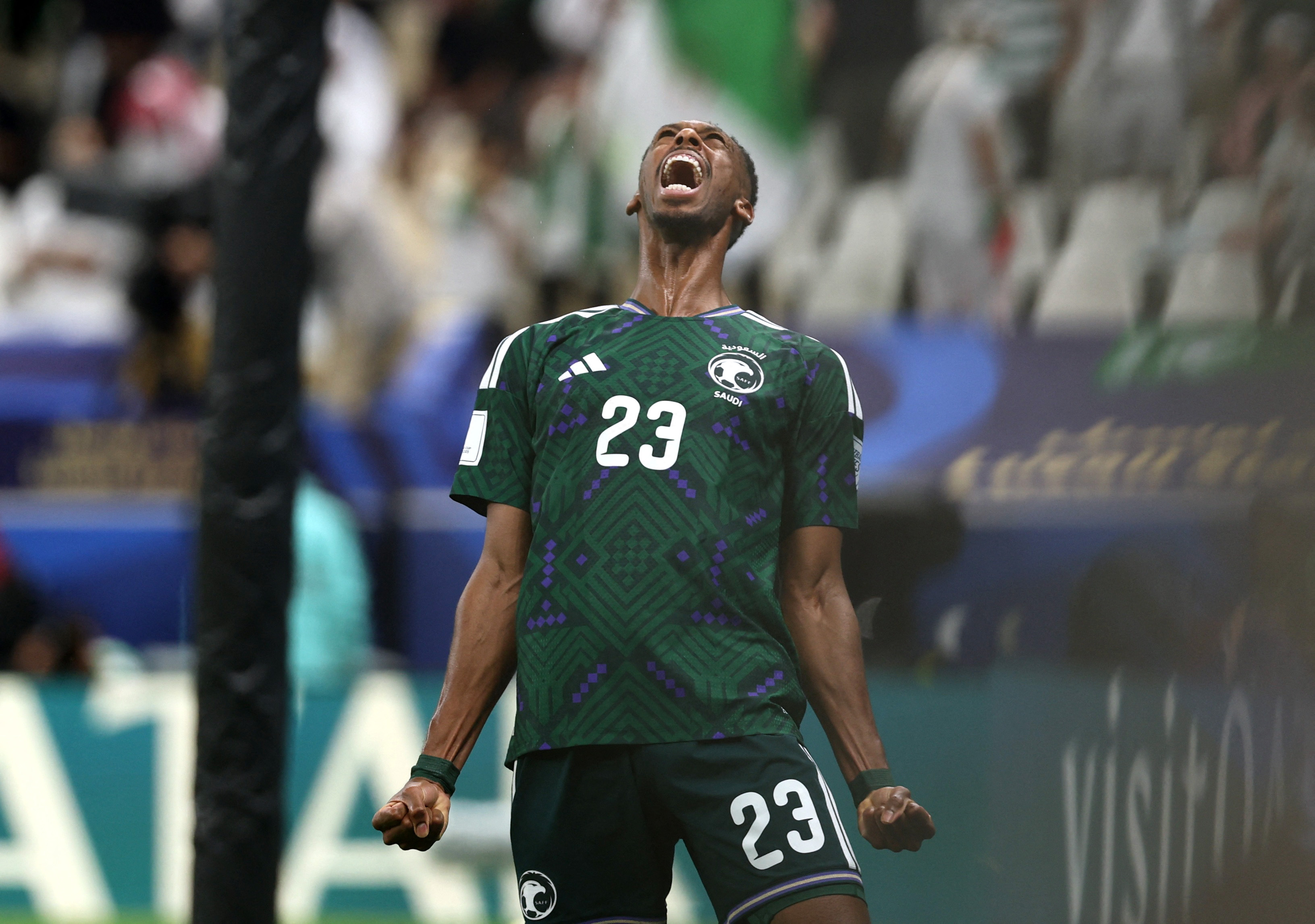 Saudi Arabia's Mohamed Kanno celebrates scoring their second goal