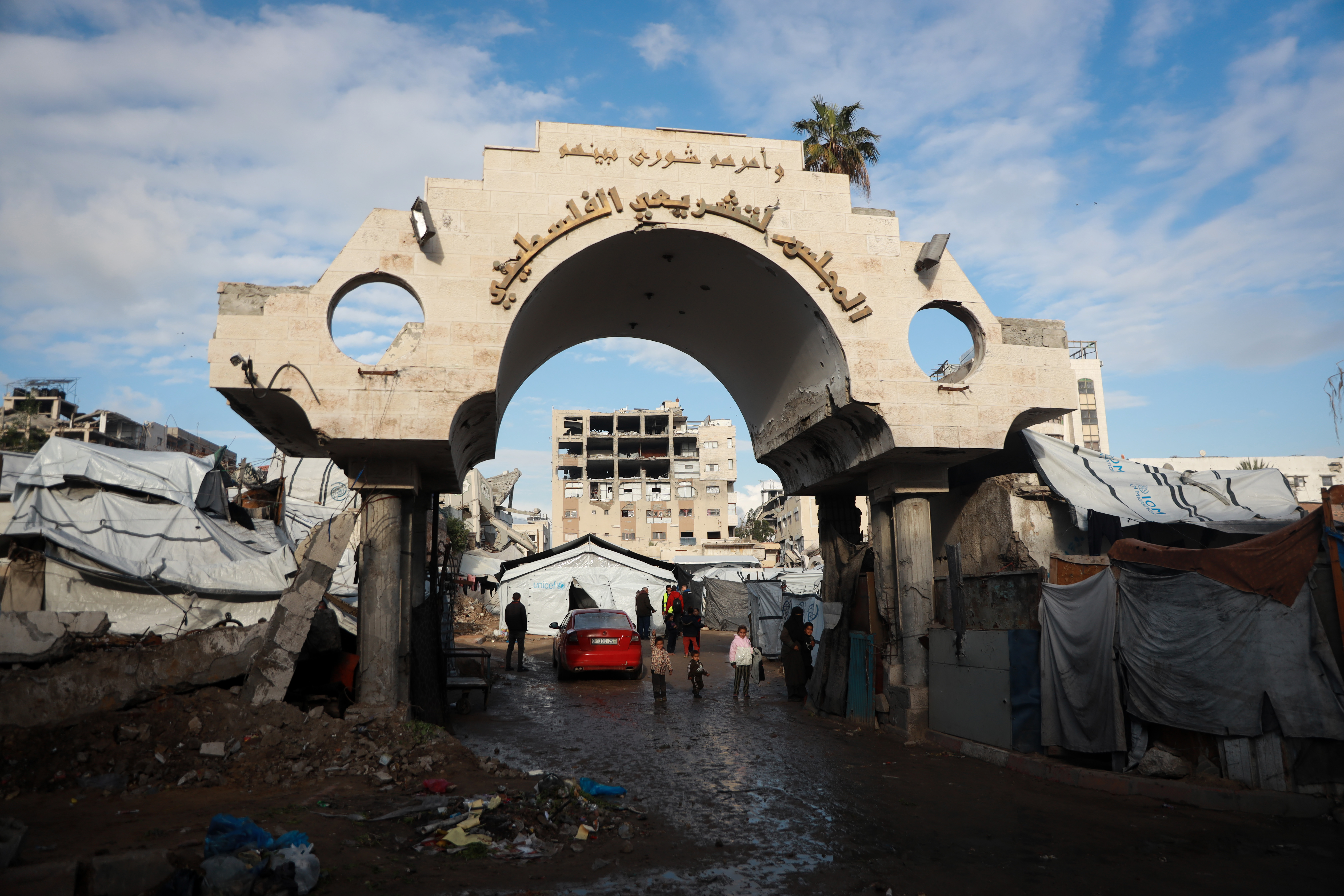 View of Gaza legislative building arch