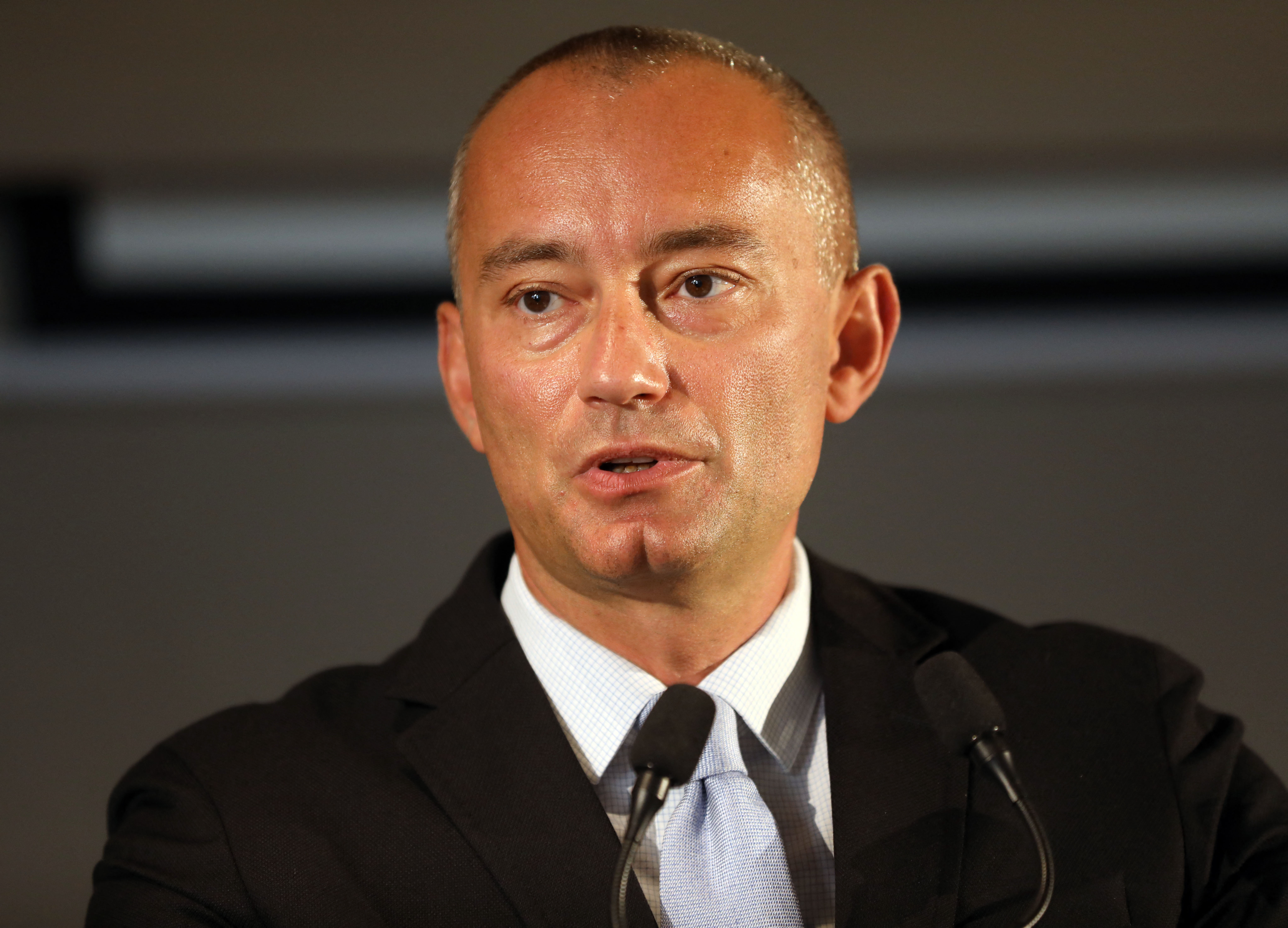The United Nations special envoy, Nickolay Mladenov, speaks during a press conference in Jerusalem on June 25, 2020. The government of Israeli Prime Minister Benjamin Netanyahu has said it could begin the process to annex Jewish settlements in the West Bank as well as the strategic Jordan Valley from July 1. The plan -- endorsed by Washington -- would see the creation of a Palestinian state, but on reduced territory, and without Palestinians' core demand of a capital in east Jerusalem. (Photo by Menahem KAHANA / AFP)