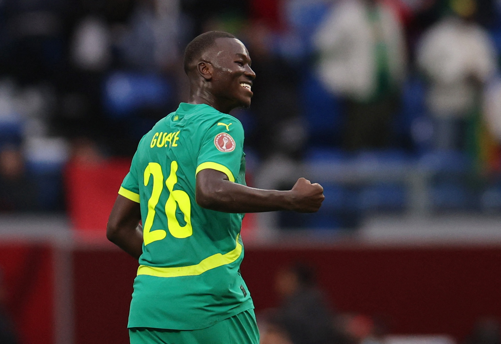 Soccer Football - CAF Africa Cup of Nations - Morocco 2025 - Round of 16 - Senegal v Sudan - Tangier Grand Stadium, Tangier, Morocco - January 3, 2026 Senegal's Pape Gueye celebrates scoring their second goal REUTERS/Amr Abdallah Dalsh