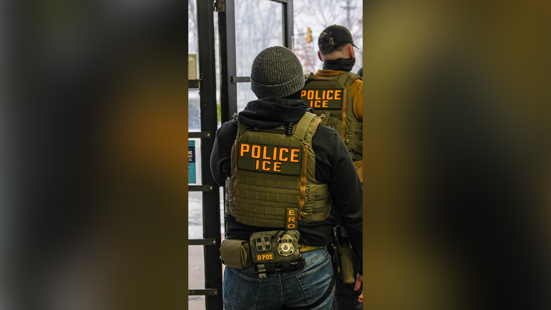 Immigration and Customs Enforcement (ICE) agents walk through a gas station in Minneapolis, Feb. 5, 2026. [Ryan Murphy/AP Photo]