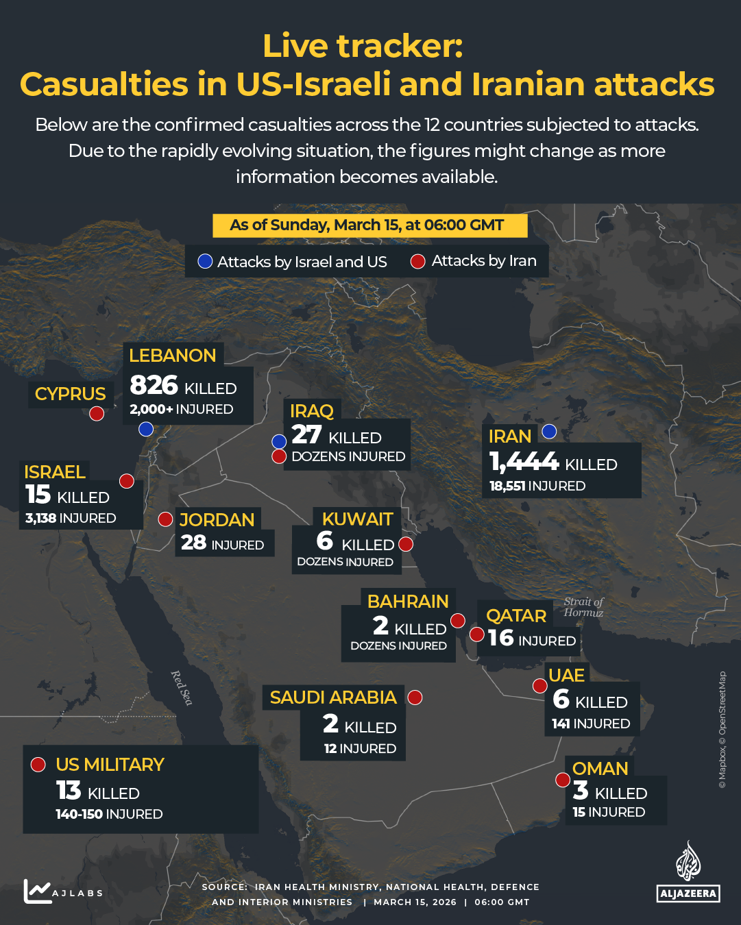 INTERACTIVE - DEATH TOLL - tracker - war - US Israel and Iran attacks - March 15, 2026-1773559836
