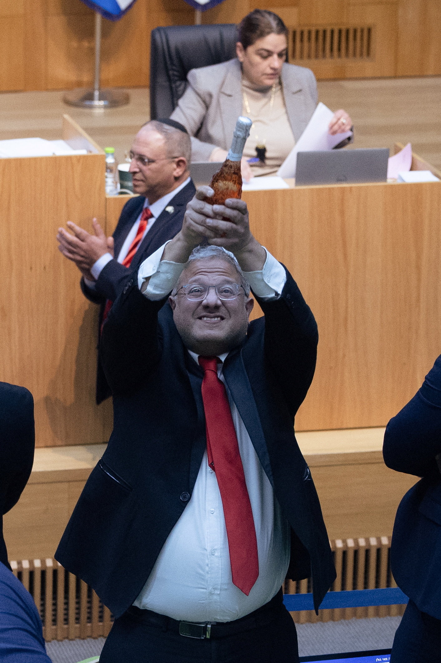 Israel's far-right National Security Minister Itamar Ben-Gvir celebrates after Israel's parliament passed a law on Monday making the death penalty a default sentence for Palestinians convicted in military courts of deadly attacks, at the Knesset, Israel’s parliament in Jerusalem, March 30, 2026 REUTERS/Oren Ben Hakoon ISRAEL OUT. NO COMMERCIAL OR EDITORIAL SALES IN ISRAEL