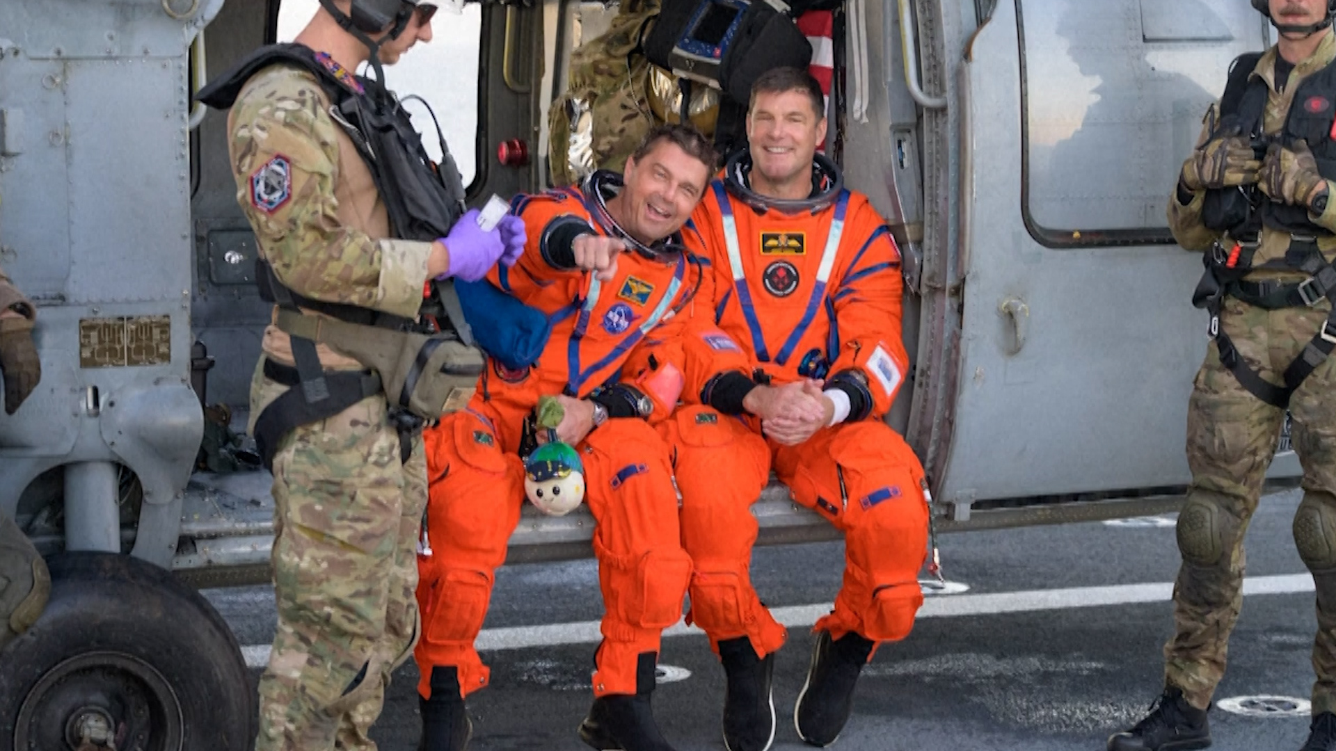 Artemis II crew seen on recovery ship after moon mission return