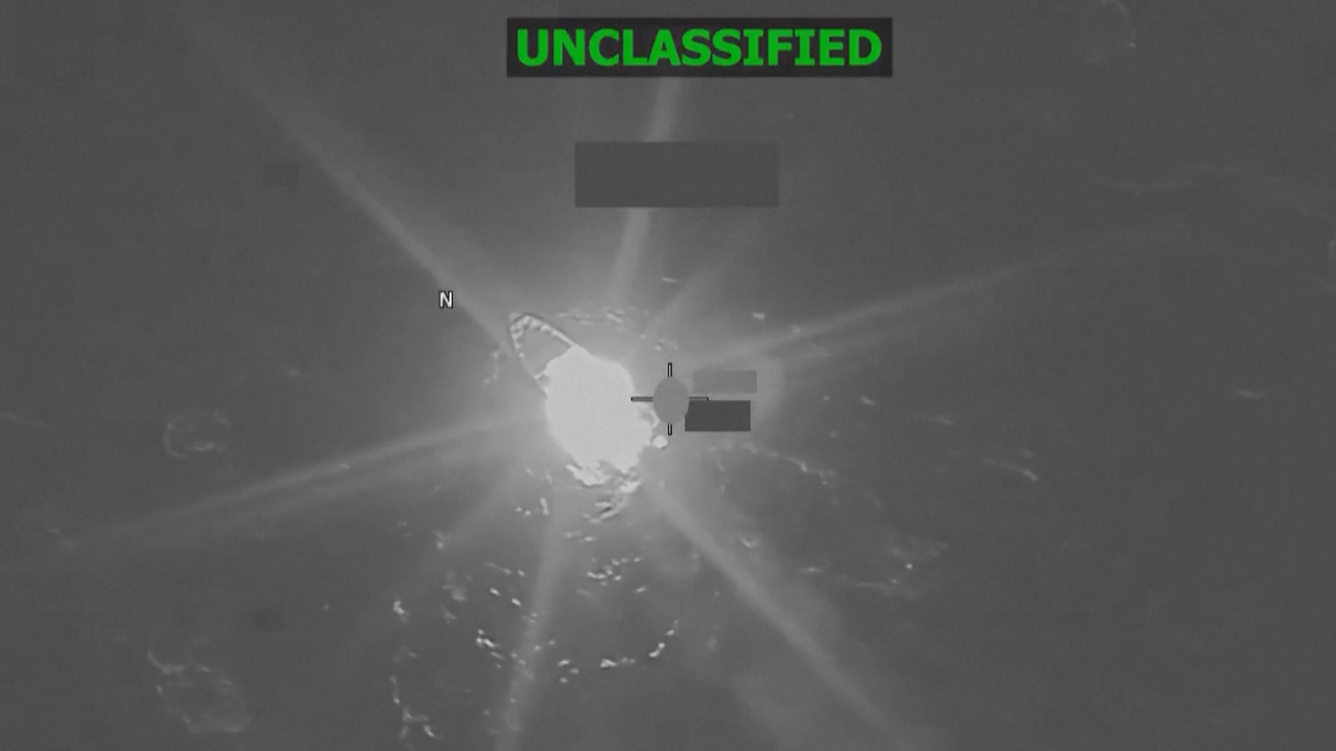 US military footage released Wednesday shows its latest strike on a vessel in the eastern Pacific, killing three people the US accused of &ldquo;narco-trafficking&rdquo;. [US Southern Command via Reuters]