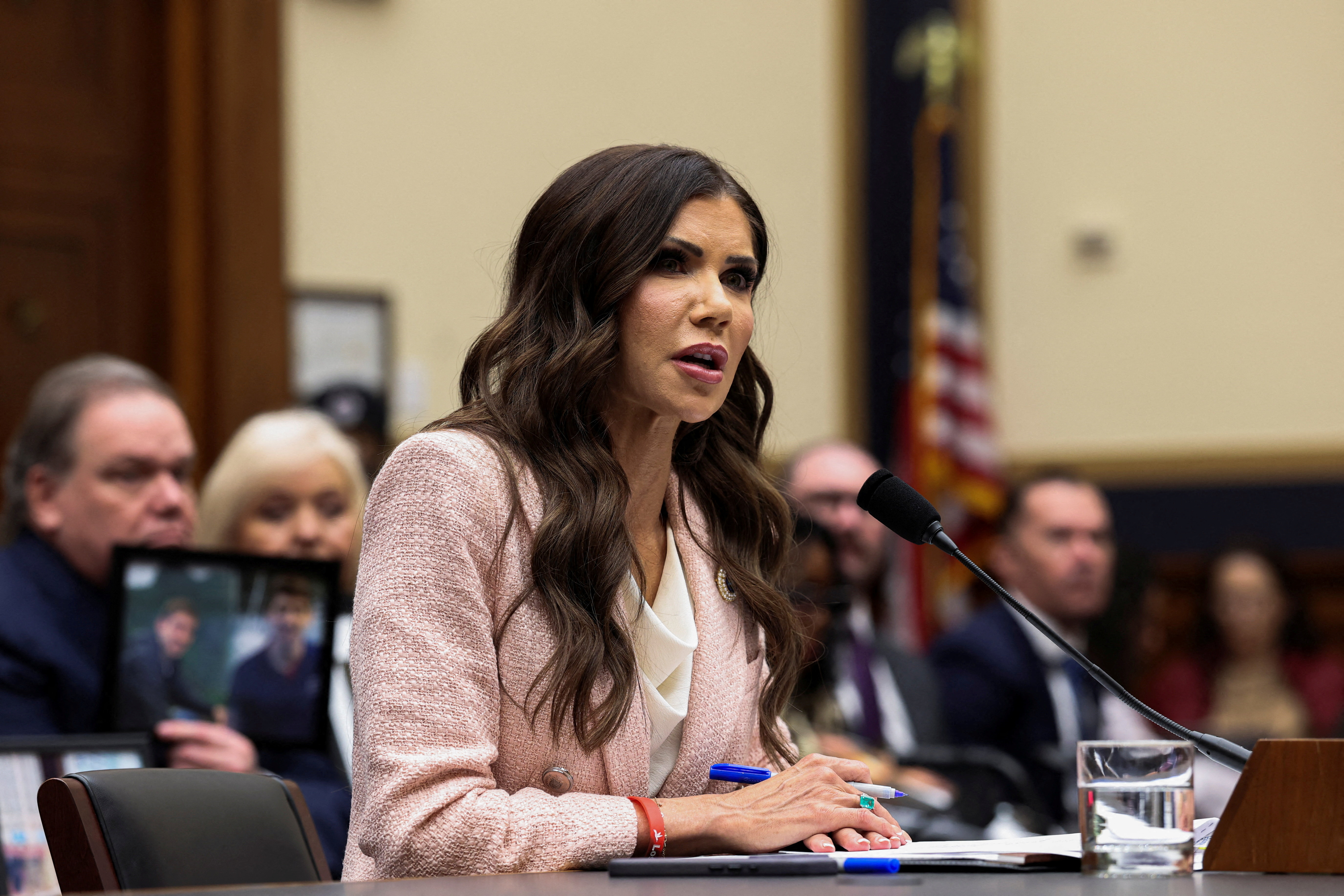 FILE PHOTO: U.S. Homeland Security Secretary Kristi Noem testifies before a House Judiciary Committee hearing on "Oversight of the Department of Homeland Security," on Capitol Hill in Washington, D.C., U.S., March 4, 2026. REUTERS/Kylie Cooper/File Photo
