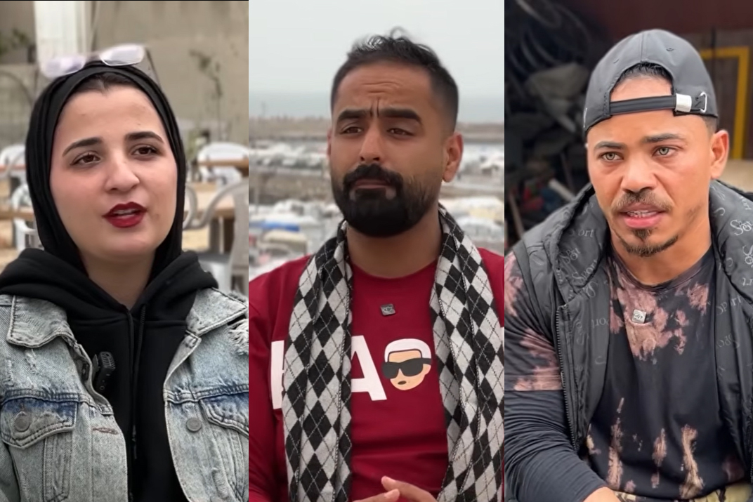 From left to right: Mona Al-Mashharawi, Mahmoud Shamiya, and Muhannad Qasem are among a generation of young Palestinians whose education, careers, and futures have been severely disrupted by Israel's genocidal war on Gaza and the closure of its borders. [Screengrab/Al Jazeera]