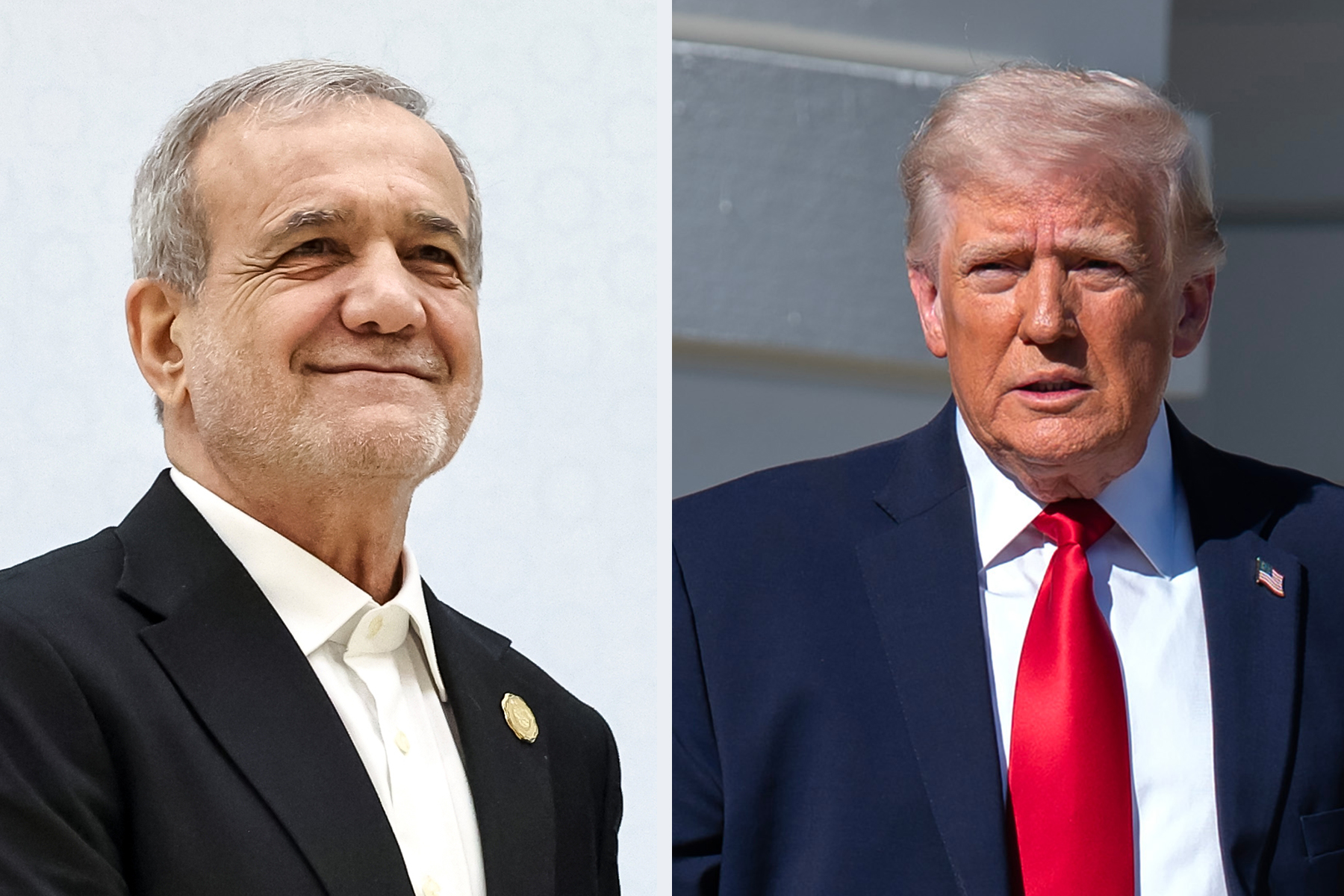 Iranian President Masoud Pezeshkian and Donald Trump