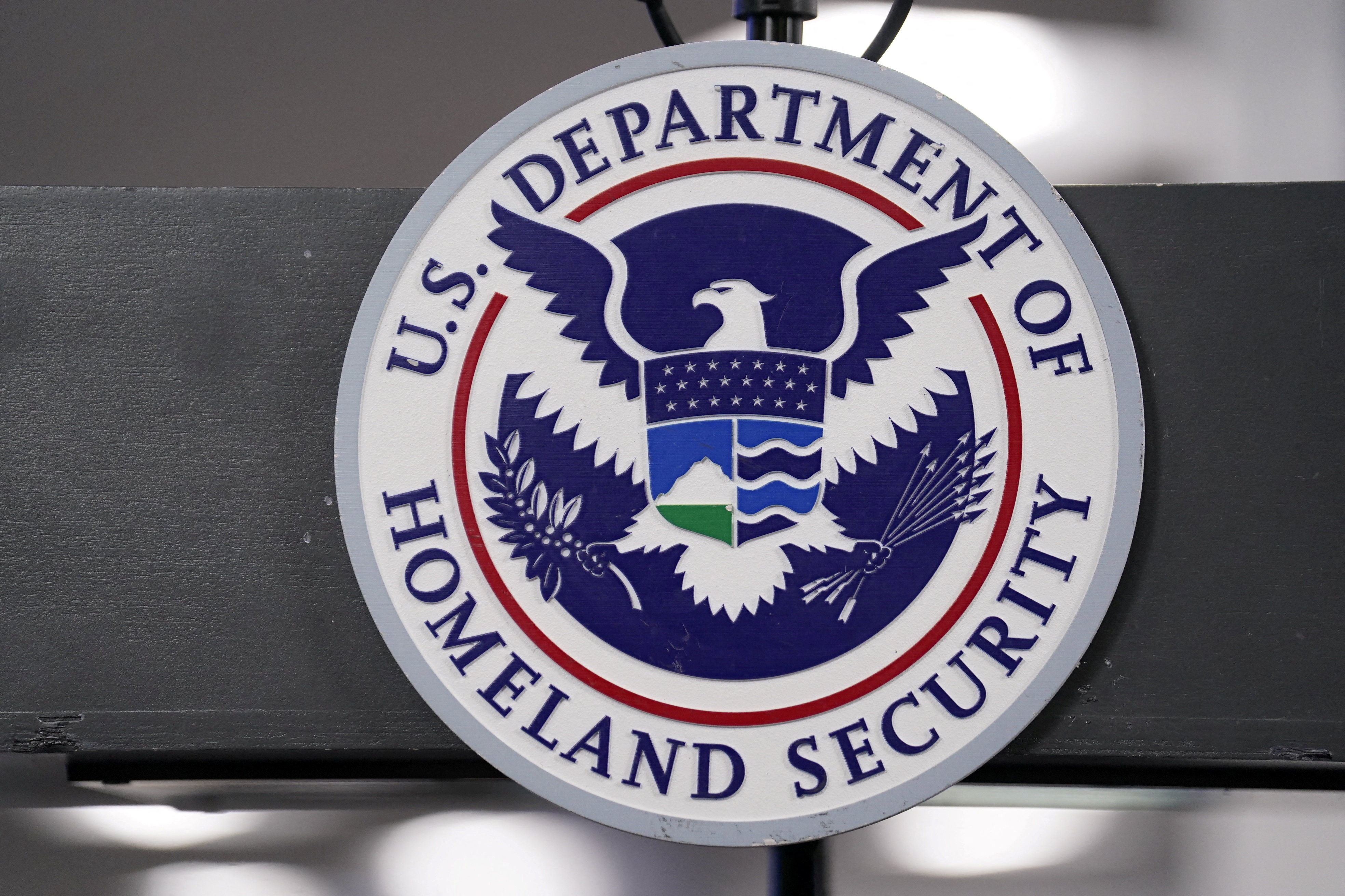 The U.S. Department of Homeland Security seal is displayed at the FEMA National Response Coordination Center