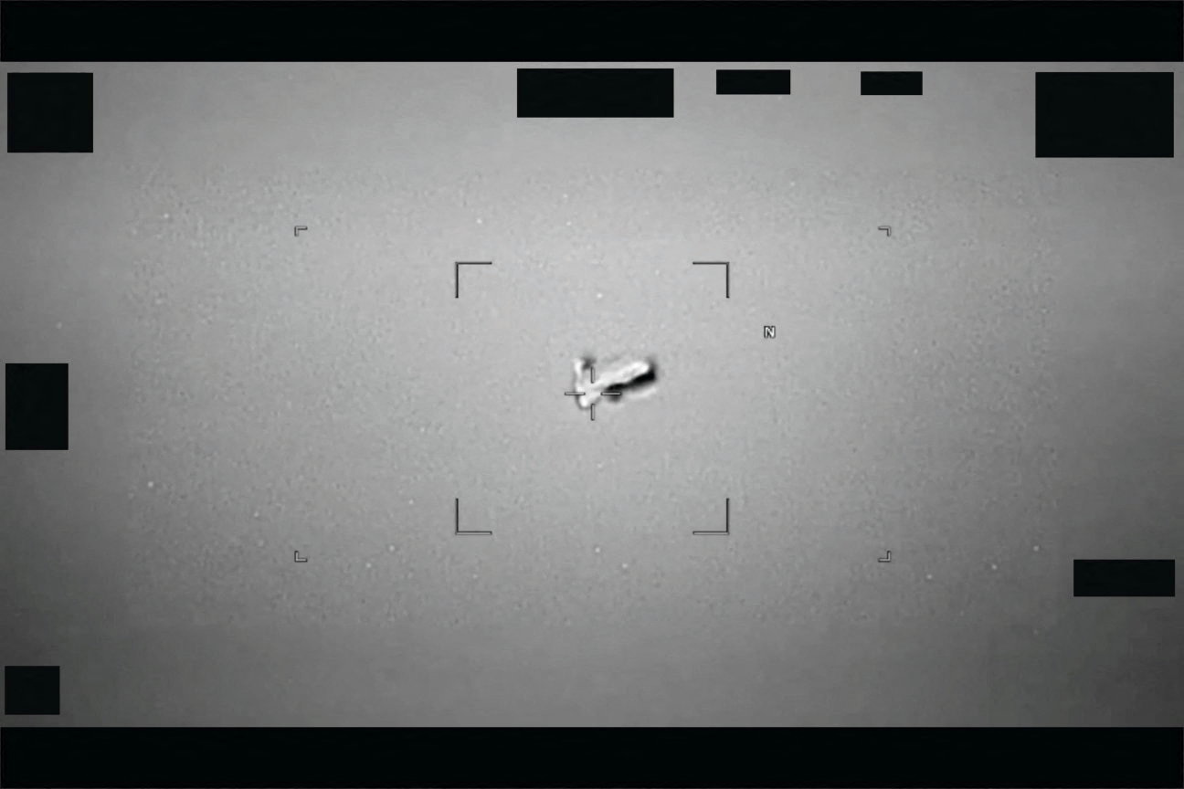 A football-shaped body reported by the US Indo-Pacific Command in 2024 is seen as part of a series of documents of unidentified aerial phenomenon (UAP) released by the US Defense Department on May 8, 2026.[Department of Defense/Handout/Reuters]