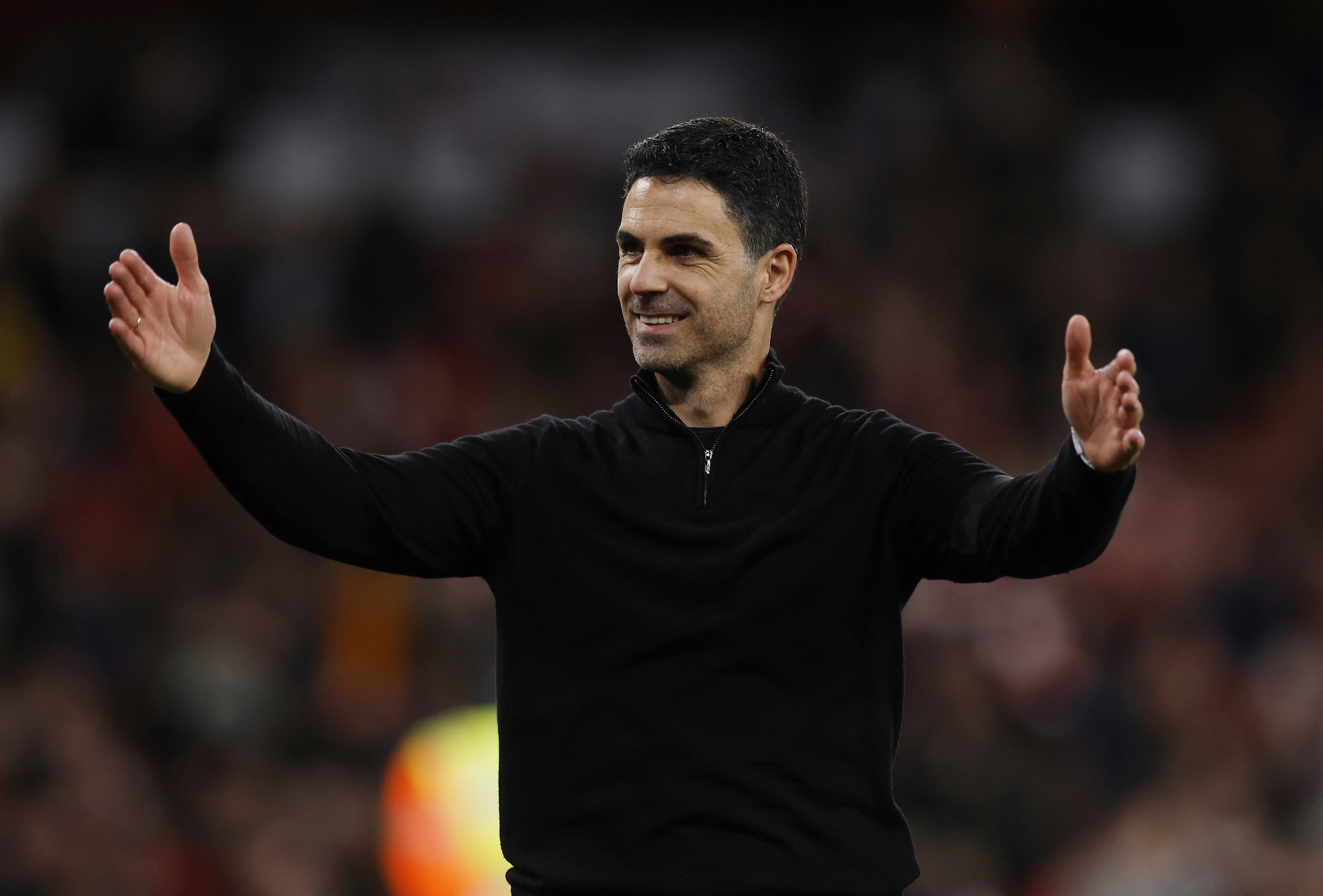 Arsenal manager Mikel Arteta during the lap of appreciation after the match