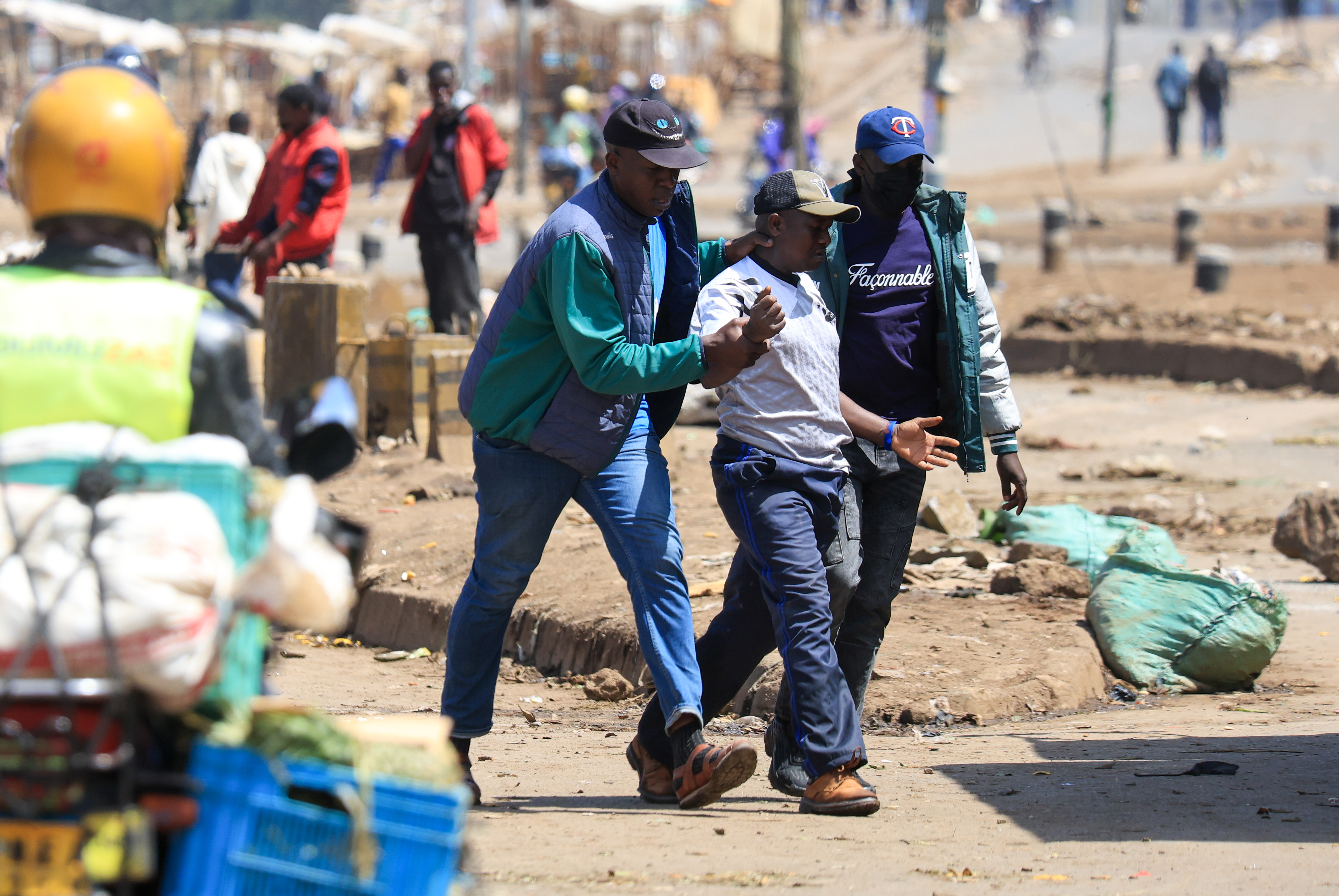 MAY 19: Kenyan security forces intervene to disperse demonstrators blocking roads during a protest against the increase in fuel prices in Nairobi, Kenya on May 19, 2026. Crowds gather across the capital to voice their anger over the rising cost of living and energy tariffs.