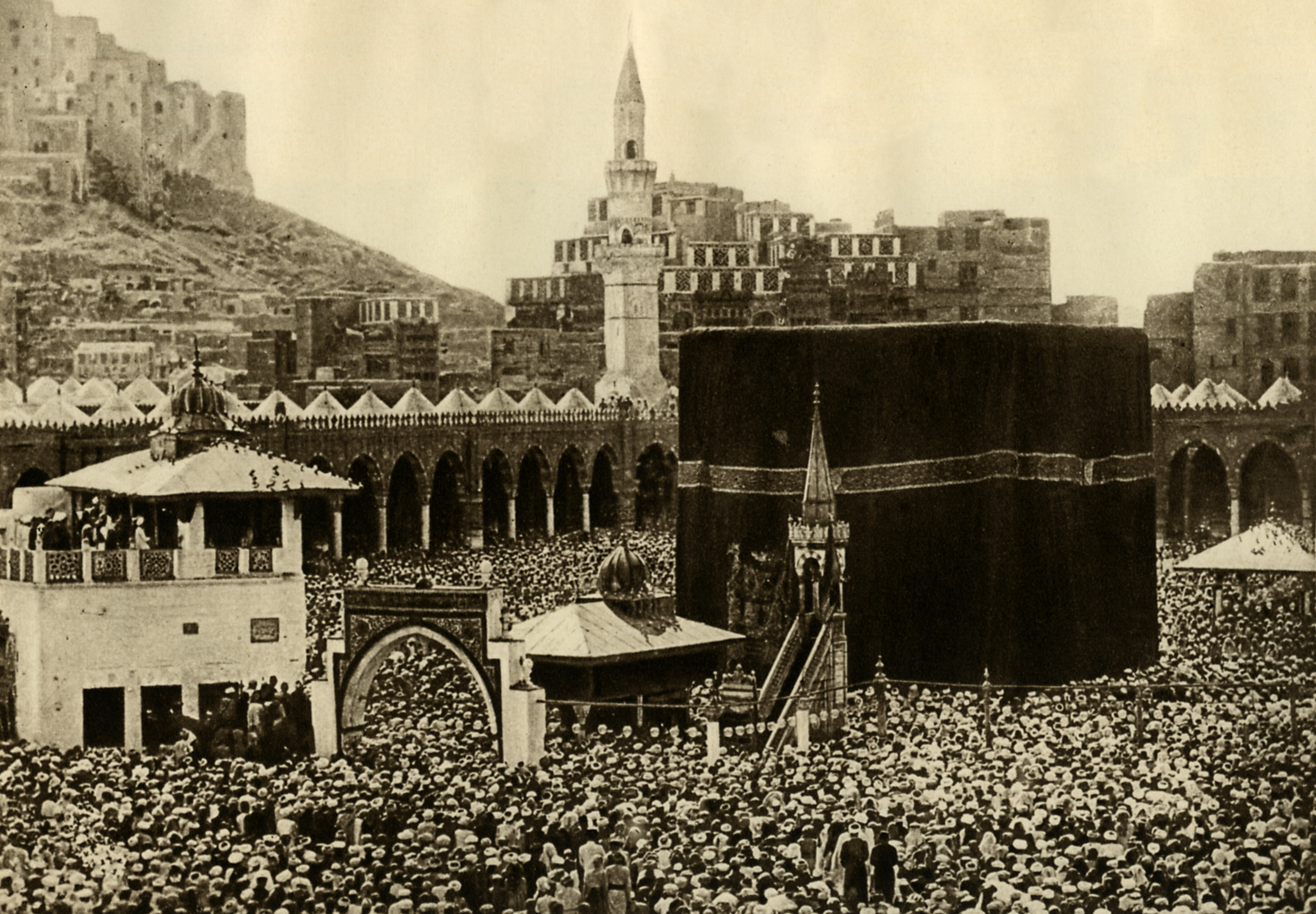 Pilgrims at the Kaaba, Mecca, Saudi Arabia, the most sacred site in the Islamic religion. ( First published 1925.). (Photo by Culture Club/Getty Images)