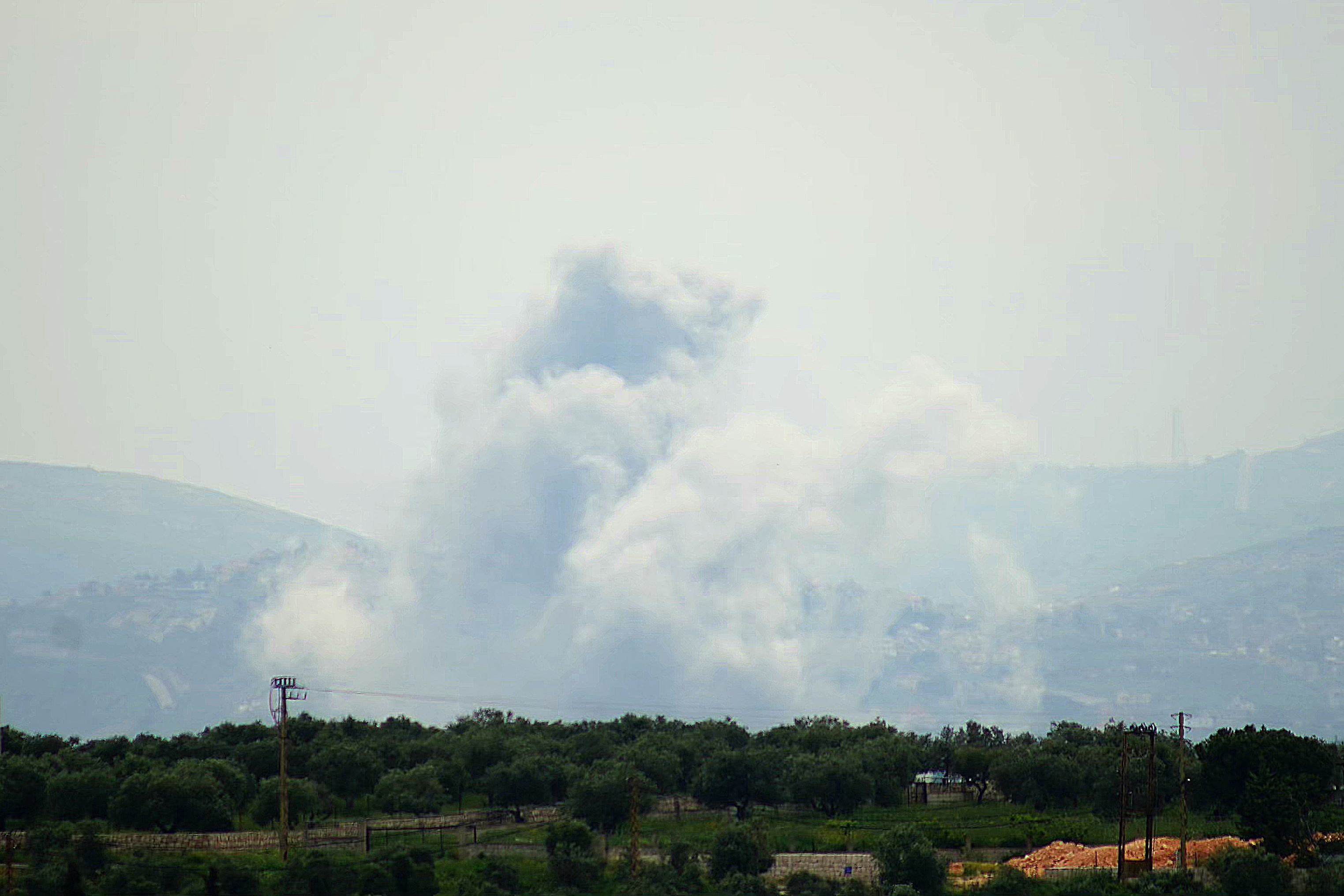 Smoke rises from the site of an Israeli airstrike that targeted the southern Lebanese village of Yohmor on May 1, 2026.