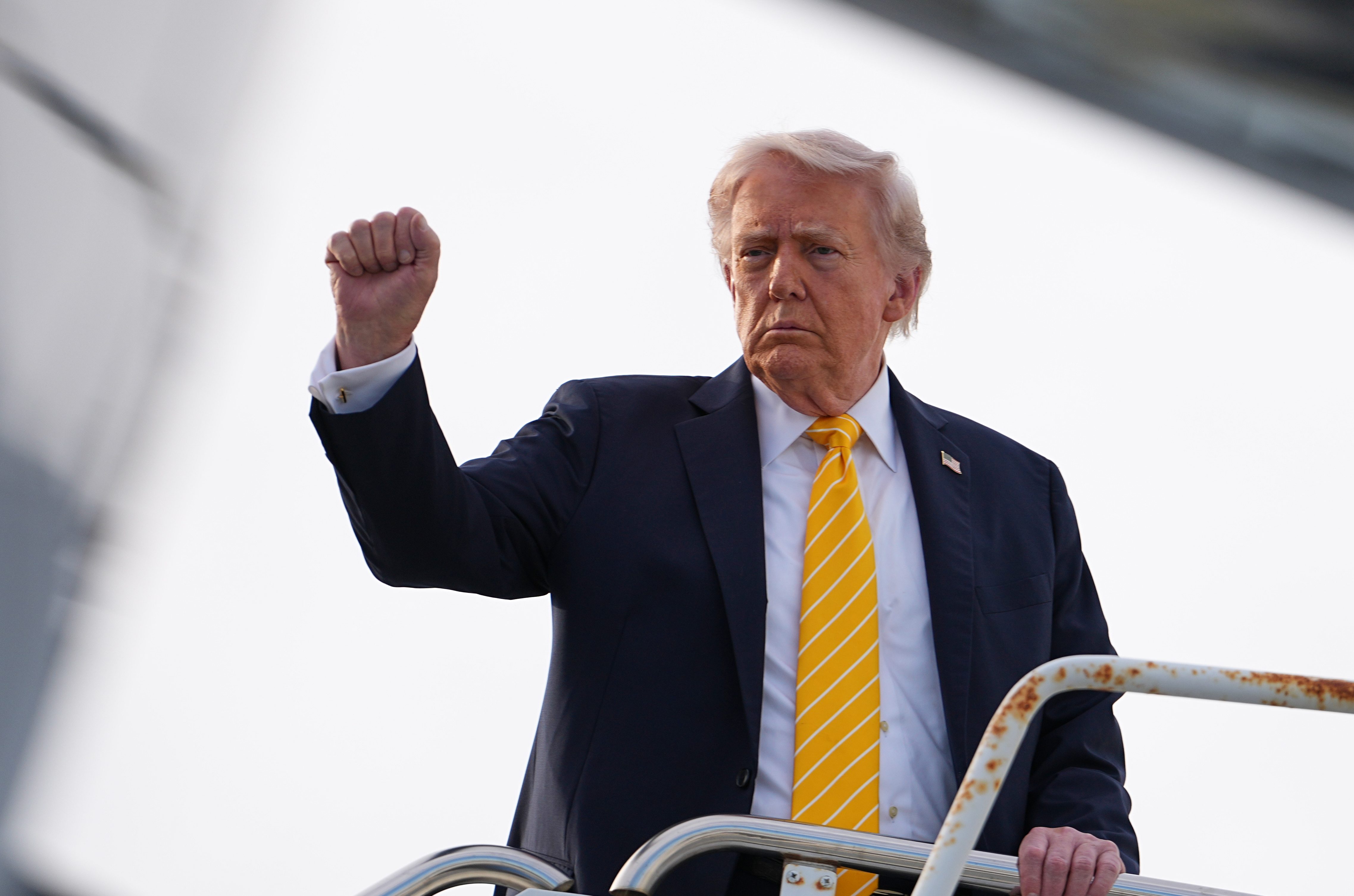 President Donald Trump board Air Force One at Palm Beach International Airport in West Palm Beach, Fla., Saturday May 2, 2026, en route Miami. (AP Photo/Matt Rourke)
