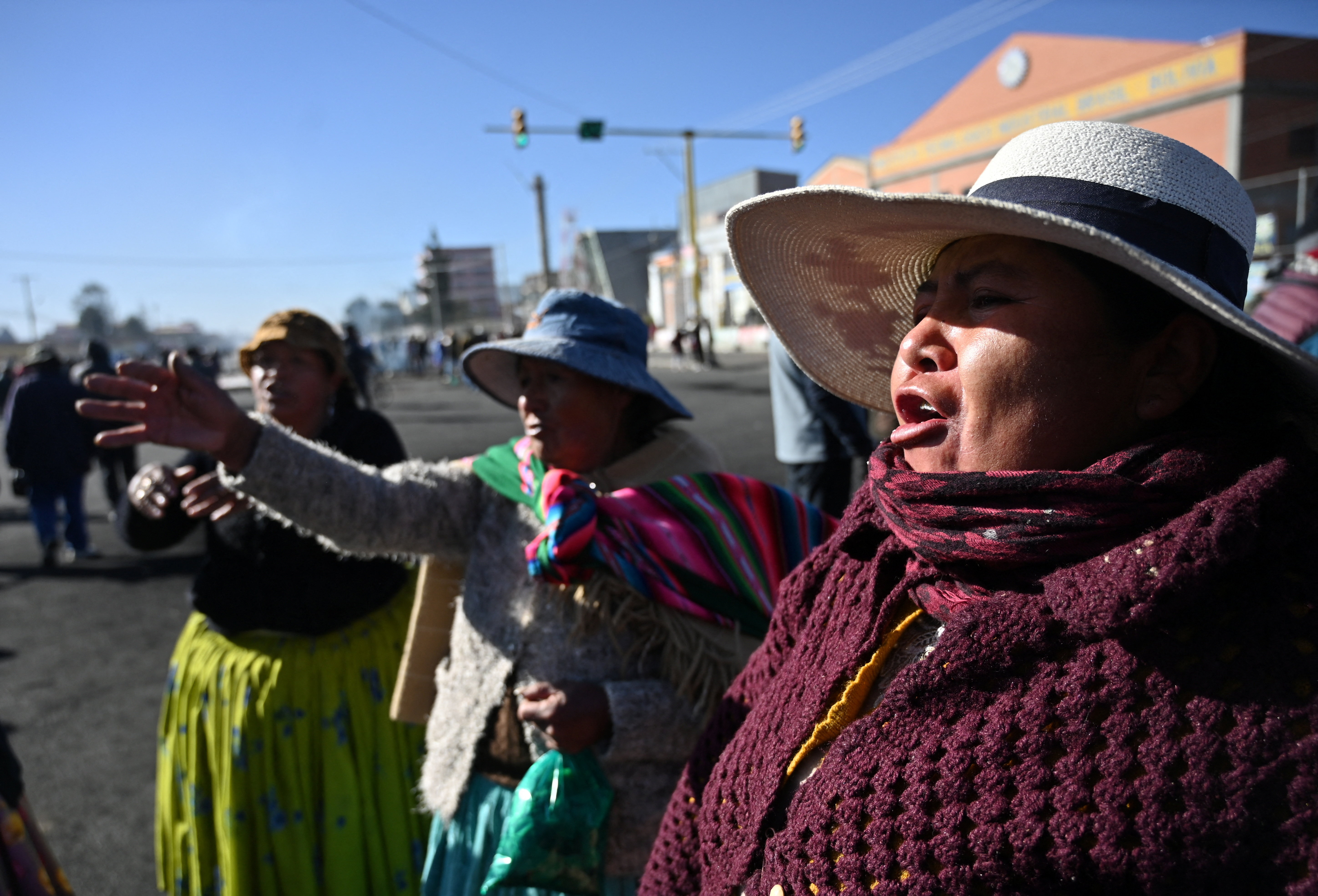 Women react during a protest against President Rodrigo Paz's government amid an ongoing economic and fuel crisis in El Alto, Bolivia, May 16, 2026. REUTERS/Claudia Morales