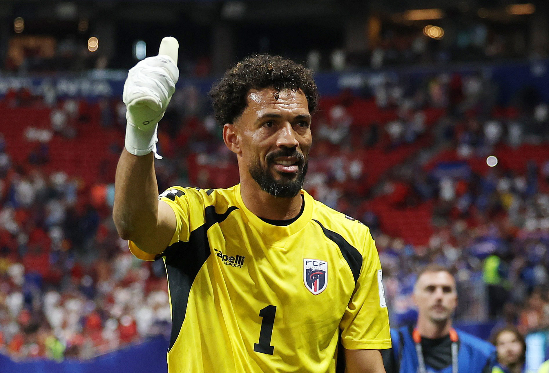Soccer Football - FIFA World Cup 2026 - Group H - Spain v Cape Verde - Atlanta Stadium, Atlanta, Georgia, U.S. - June 15, 2026 Cape Verde's Vozinha celebrates after the match REUTERS/Siphiwe Sibeko