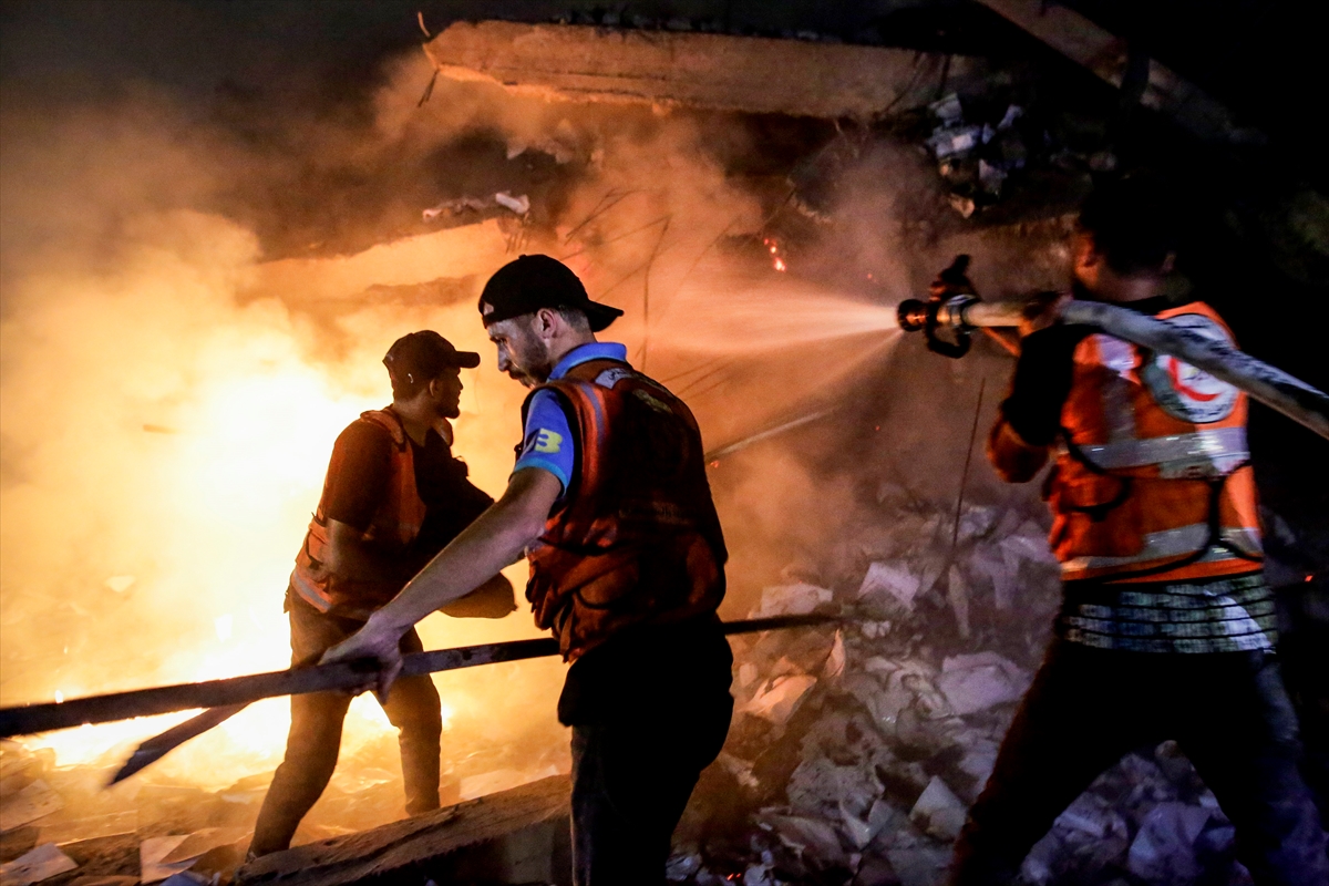 Thick smoke rises following an Israeli airstrike on a residential area in the Al-Jalaa neighborhood despite the ceasefire in Gaza City, Gaza, Palestine, on July 23, 2026. Photojournalist:Saeed M. M. T. Jaras