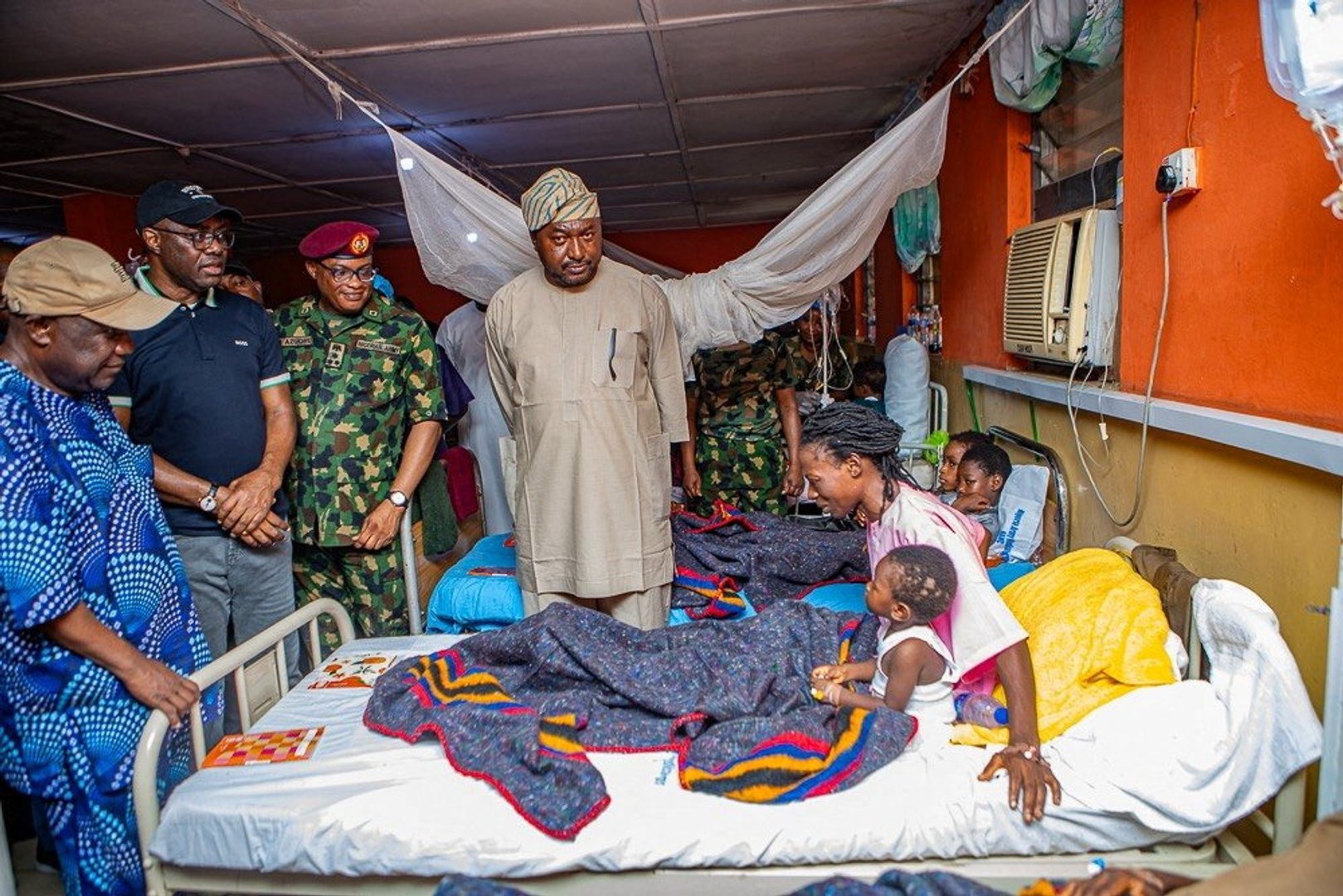 Oyo State Governor Seyi Makinde visits a hospital where schoolchildren and teachers who were kidnapped by gunmen in Nigeria's southwestern Oyo state nearly two months ago and were rescued by security forces are treated, in Oyo, Nigeria, in this handout picture released July 11, 2026. [Oyo State Government/Reuters]
