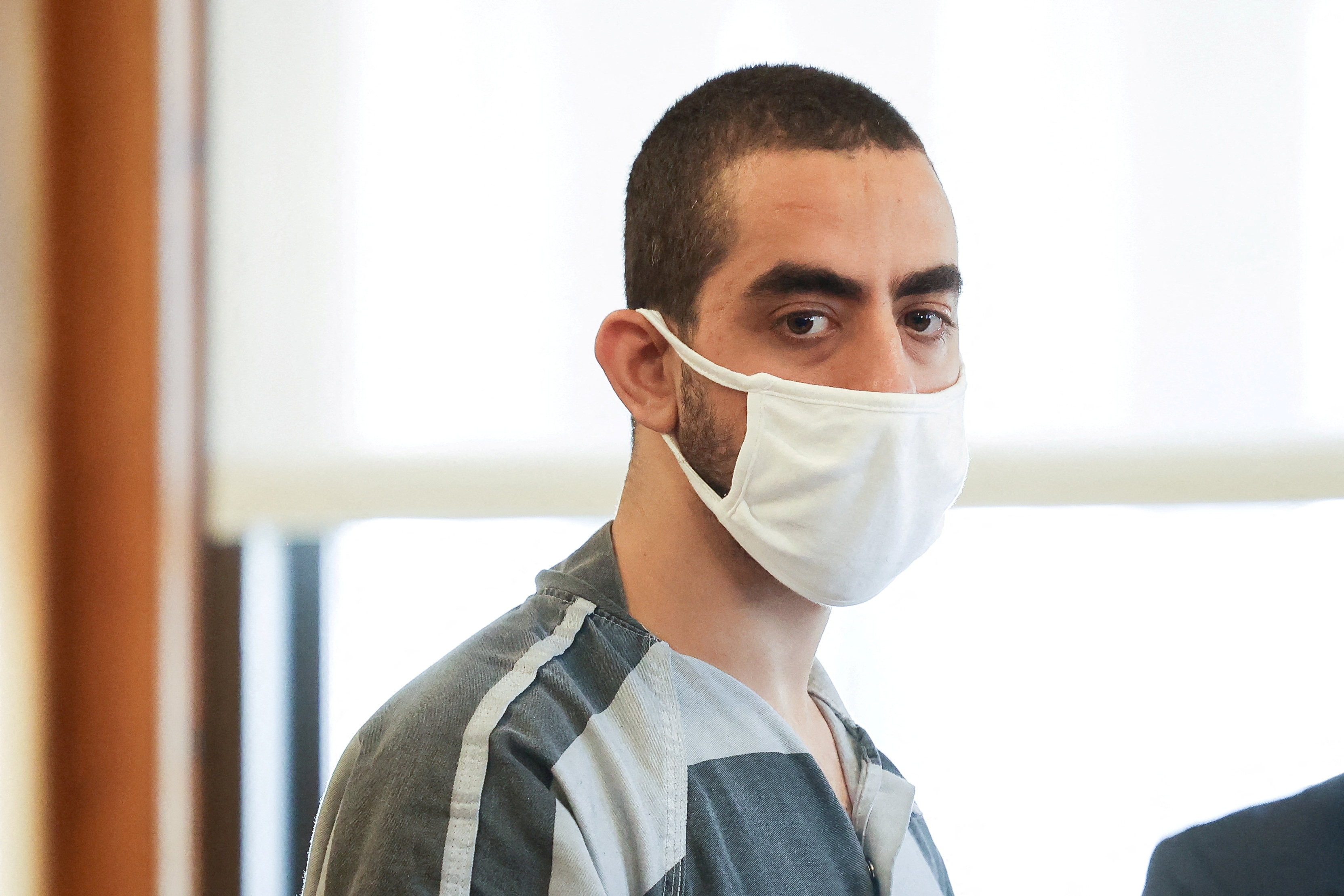 FILE PHOTO: Hadi Matar appears in court on charges of attempted murder and assault on author Salman Rushdie, in Mayville, New York, U.S., August 18, 2022. REUTERS/Lindsay DeDario/File Photo