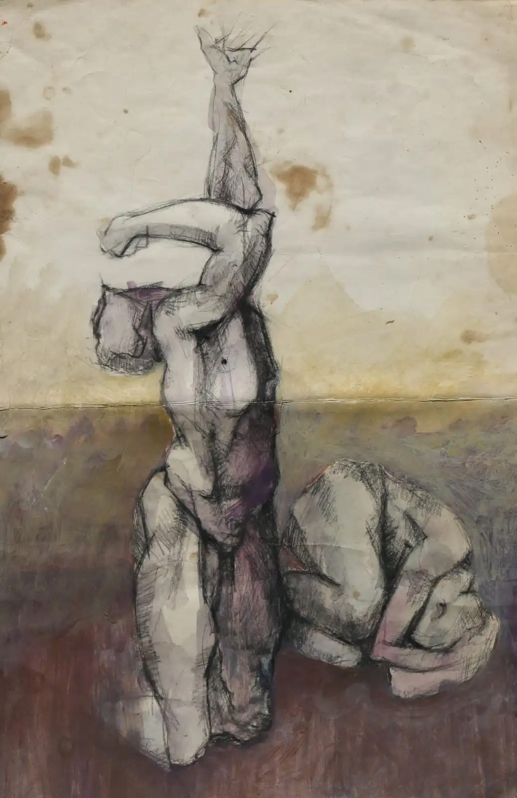 A sketch of human figures, charcoal on paper, 1966 (Al Jazeera, courtesy of Suleiman Mansour)