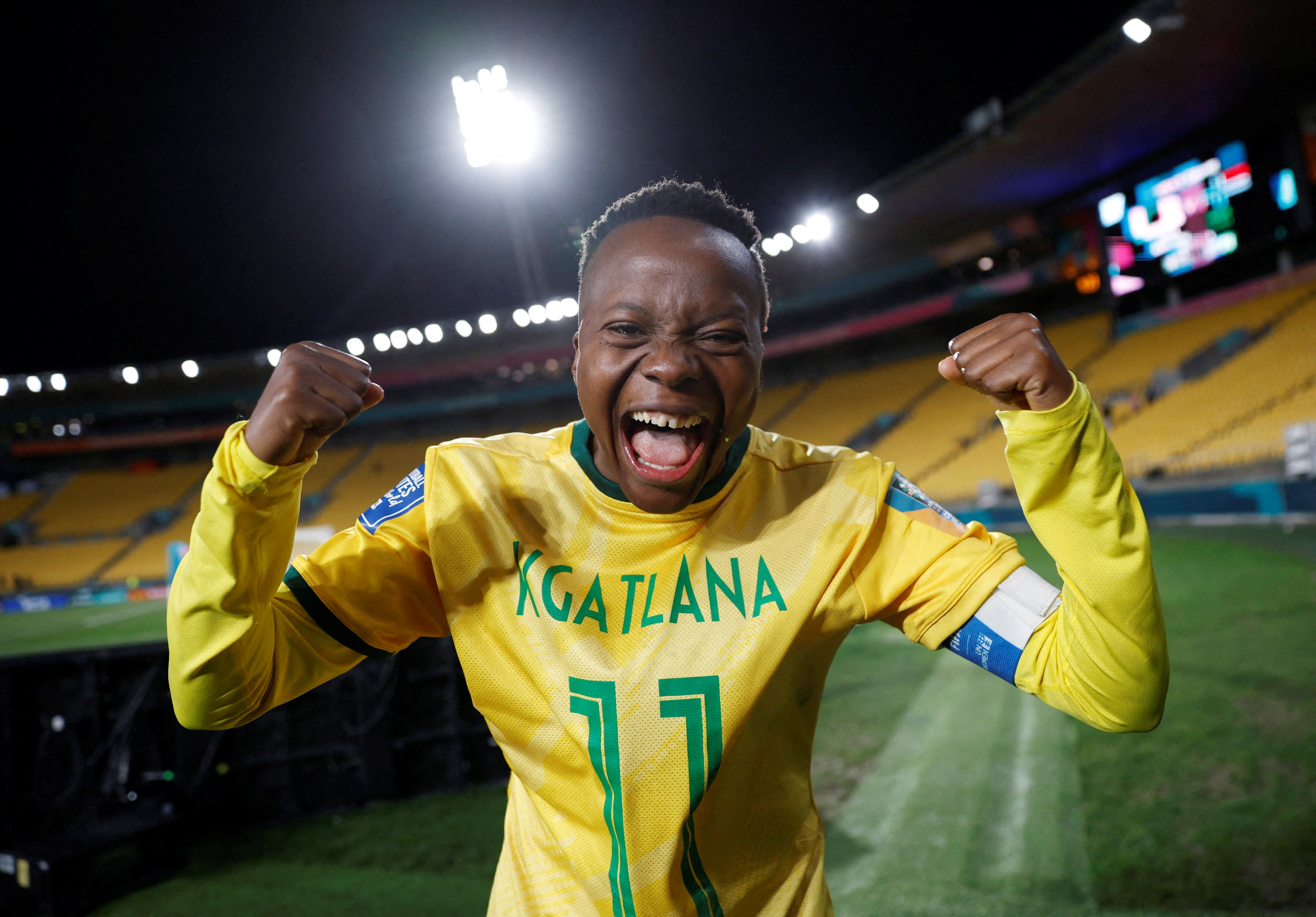 South Africa's Thembi Kgatlana celebrates.