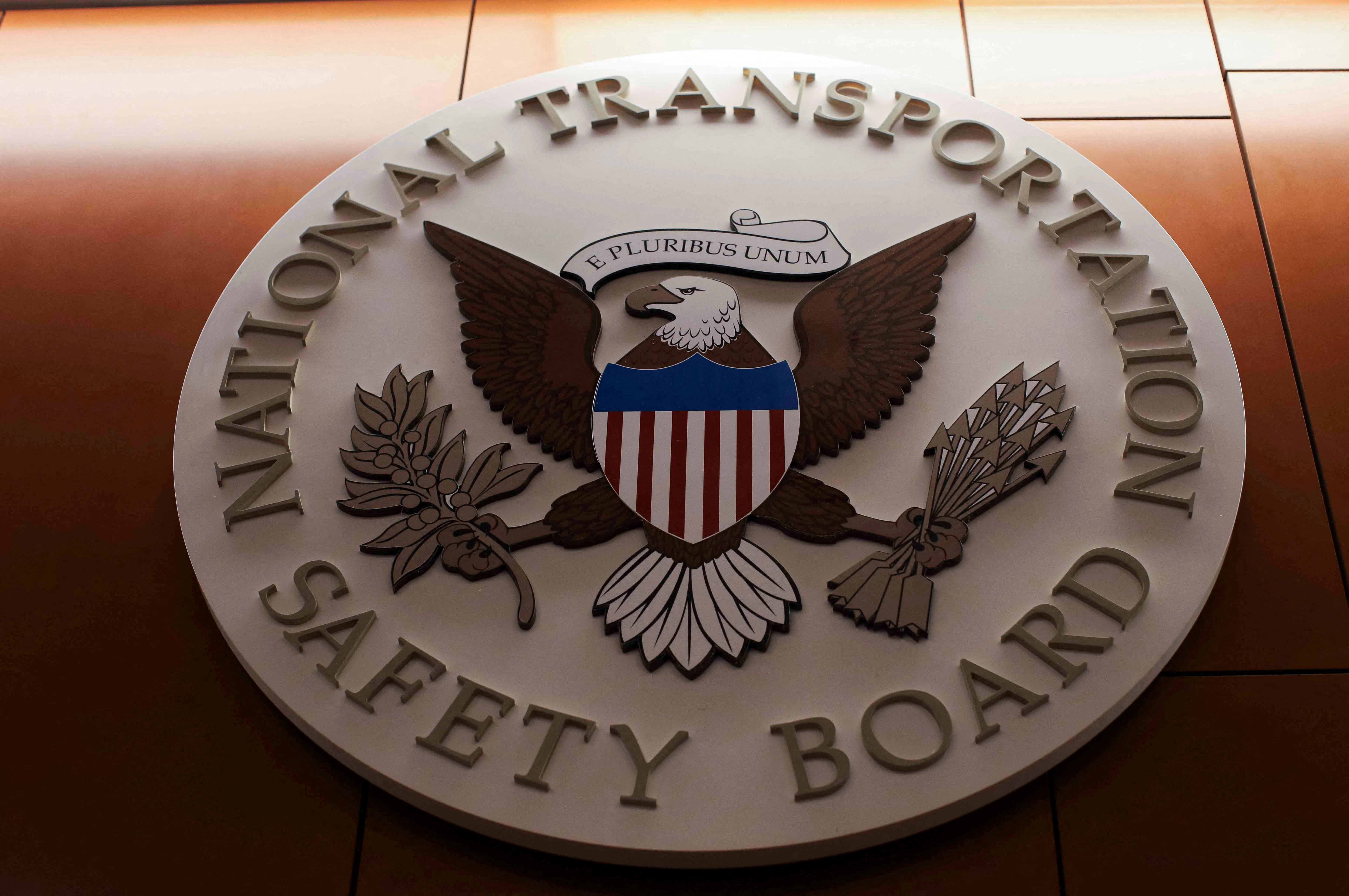 A view of the National Transportation Safety Board sign.