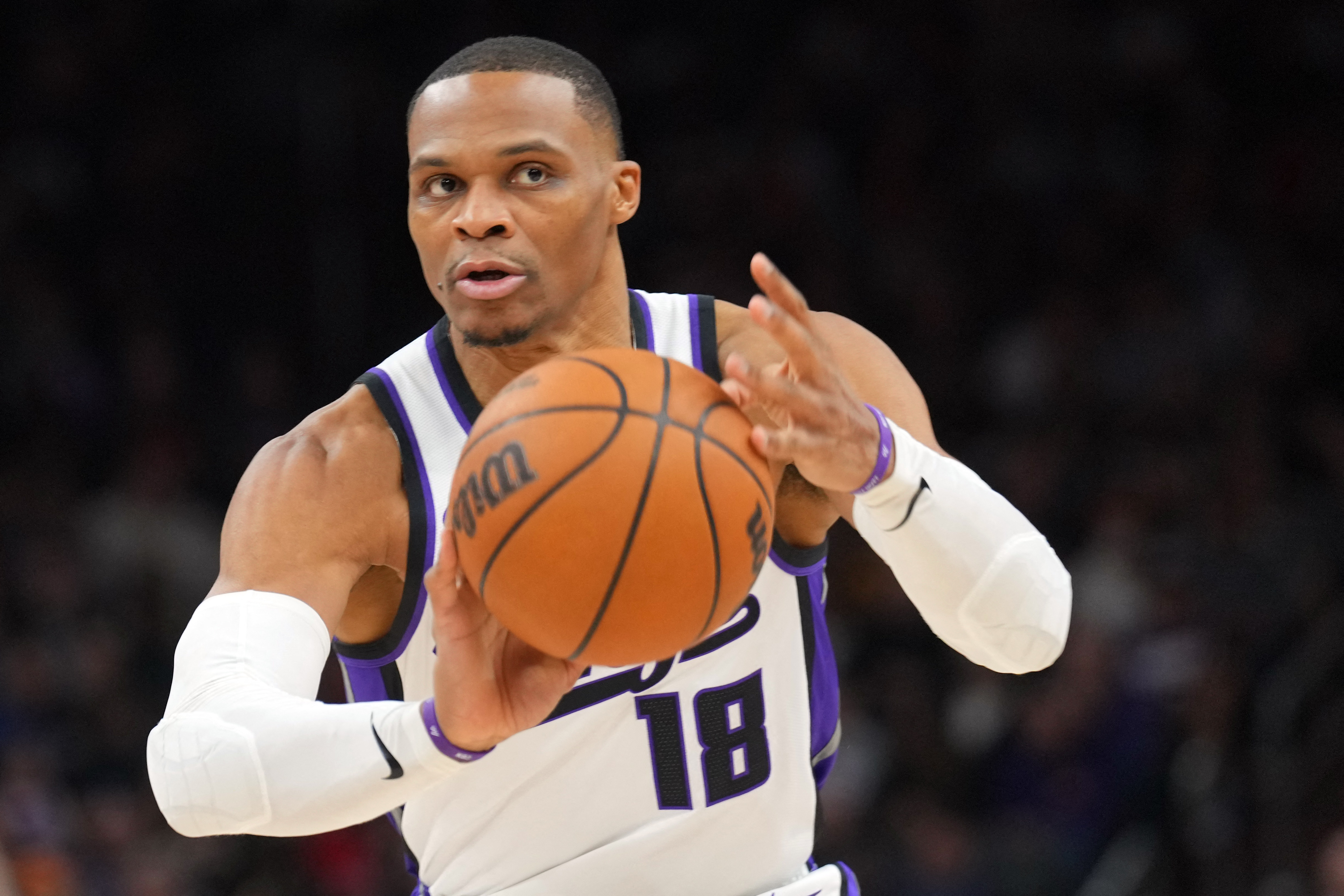 A basketball player in action