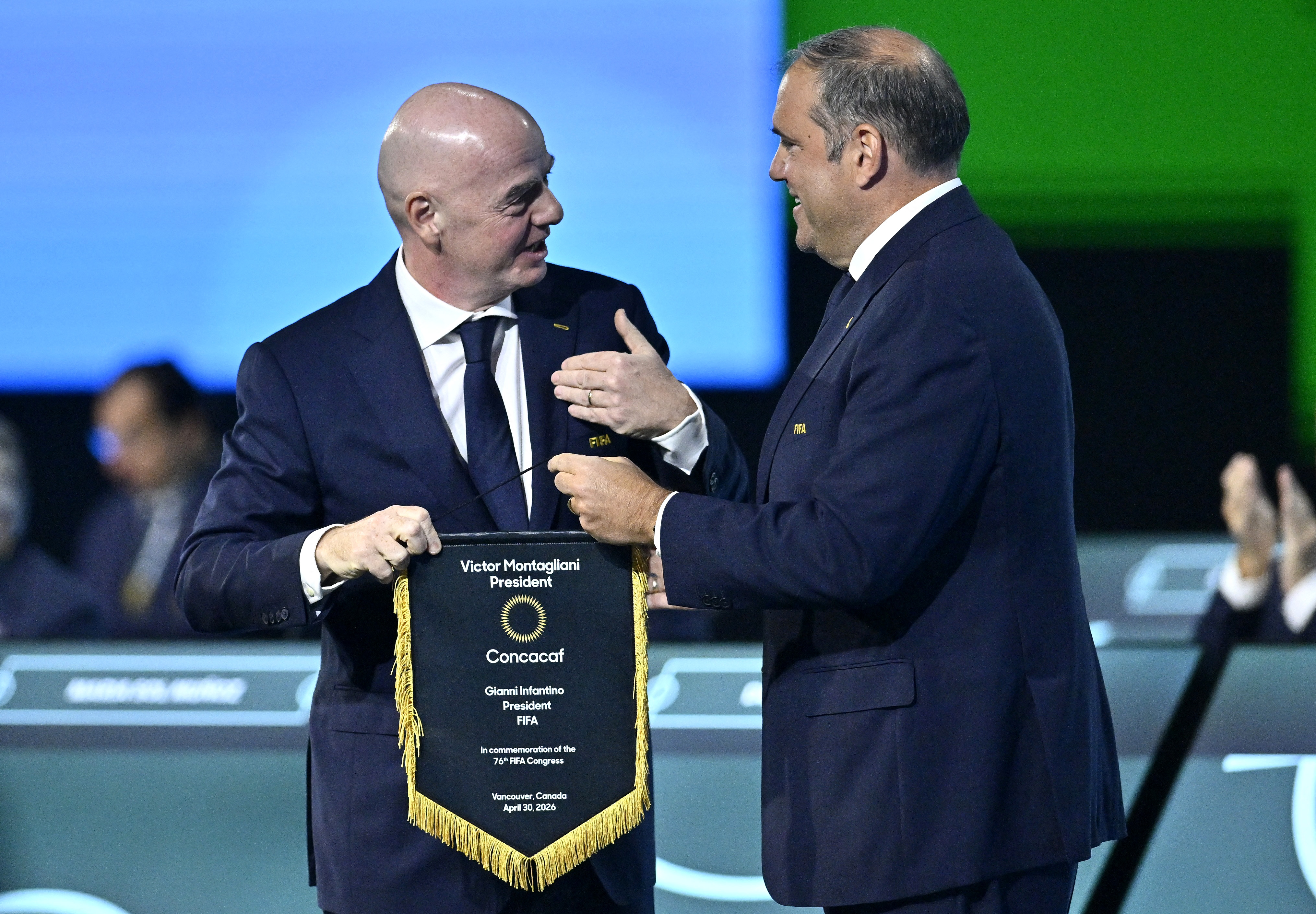 CONCACAF president Victor Montagliani and FIFA President Gianni Infantino during the congress