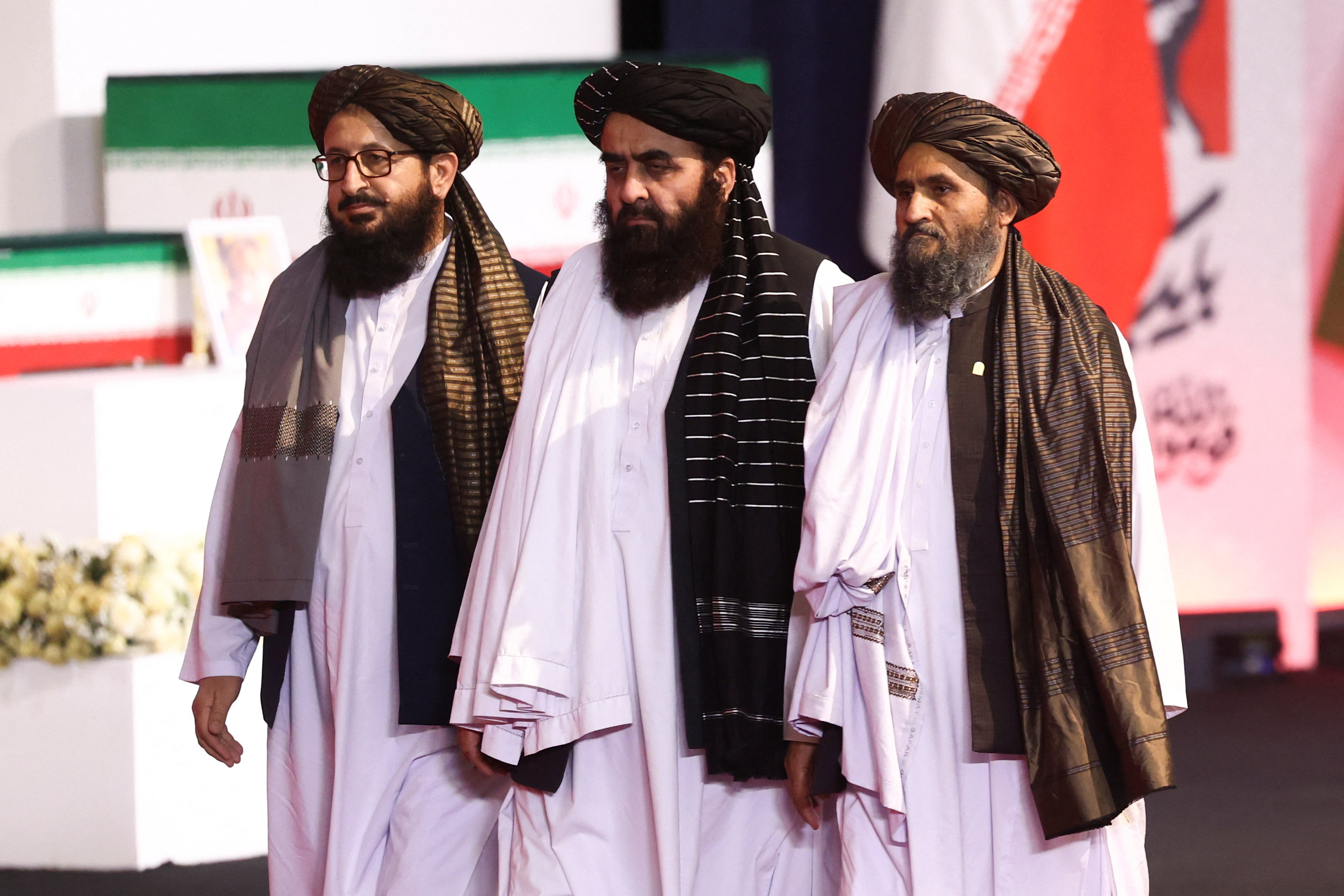 Afghanistan's Foreign Minister Amir Khan Muttaqi attends a farewell ceremony.