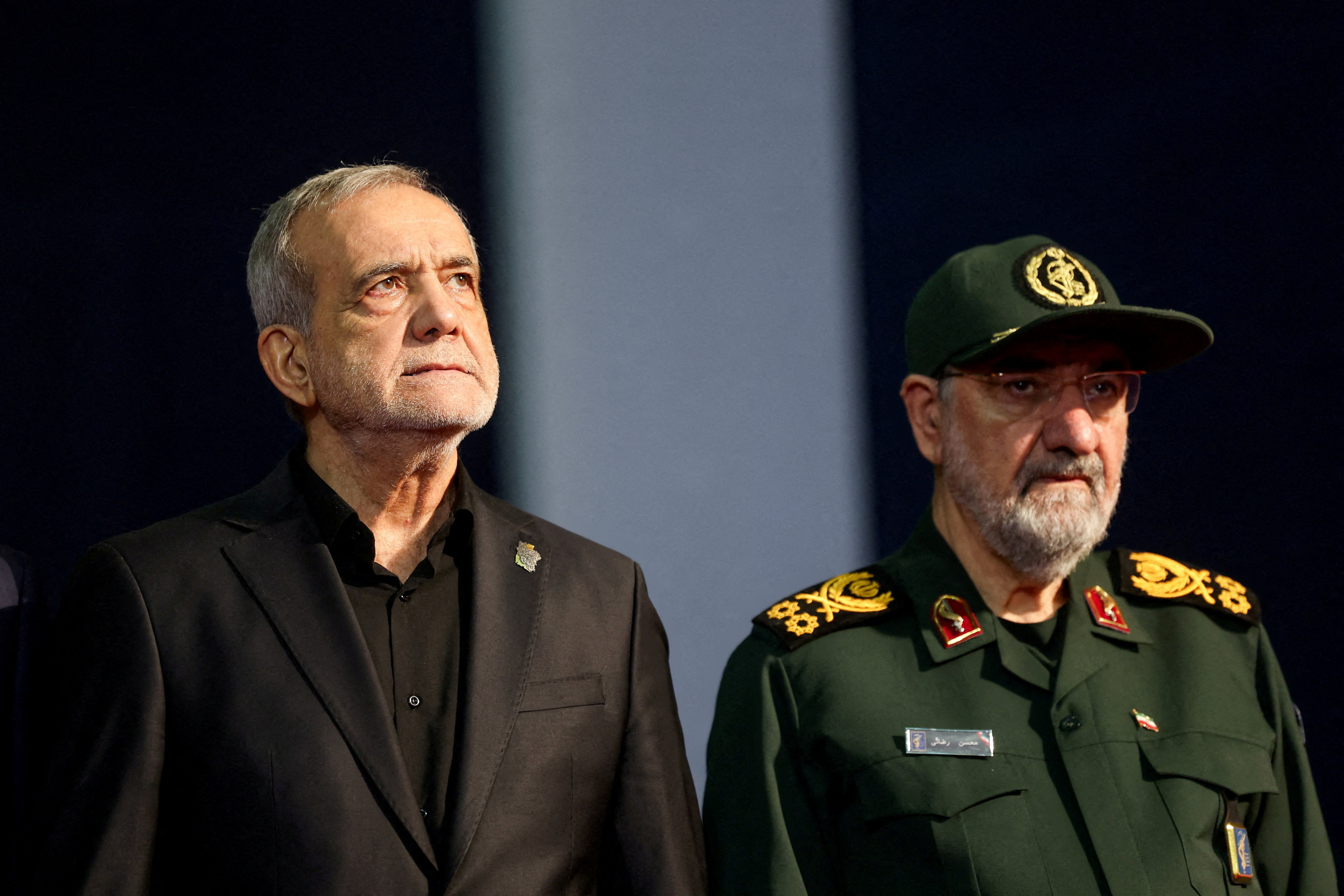 Iranian President Masoud Pezeshkian and secretary of the Supreme National Security Council Mohsen Rezaei