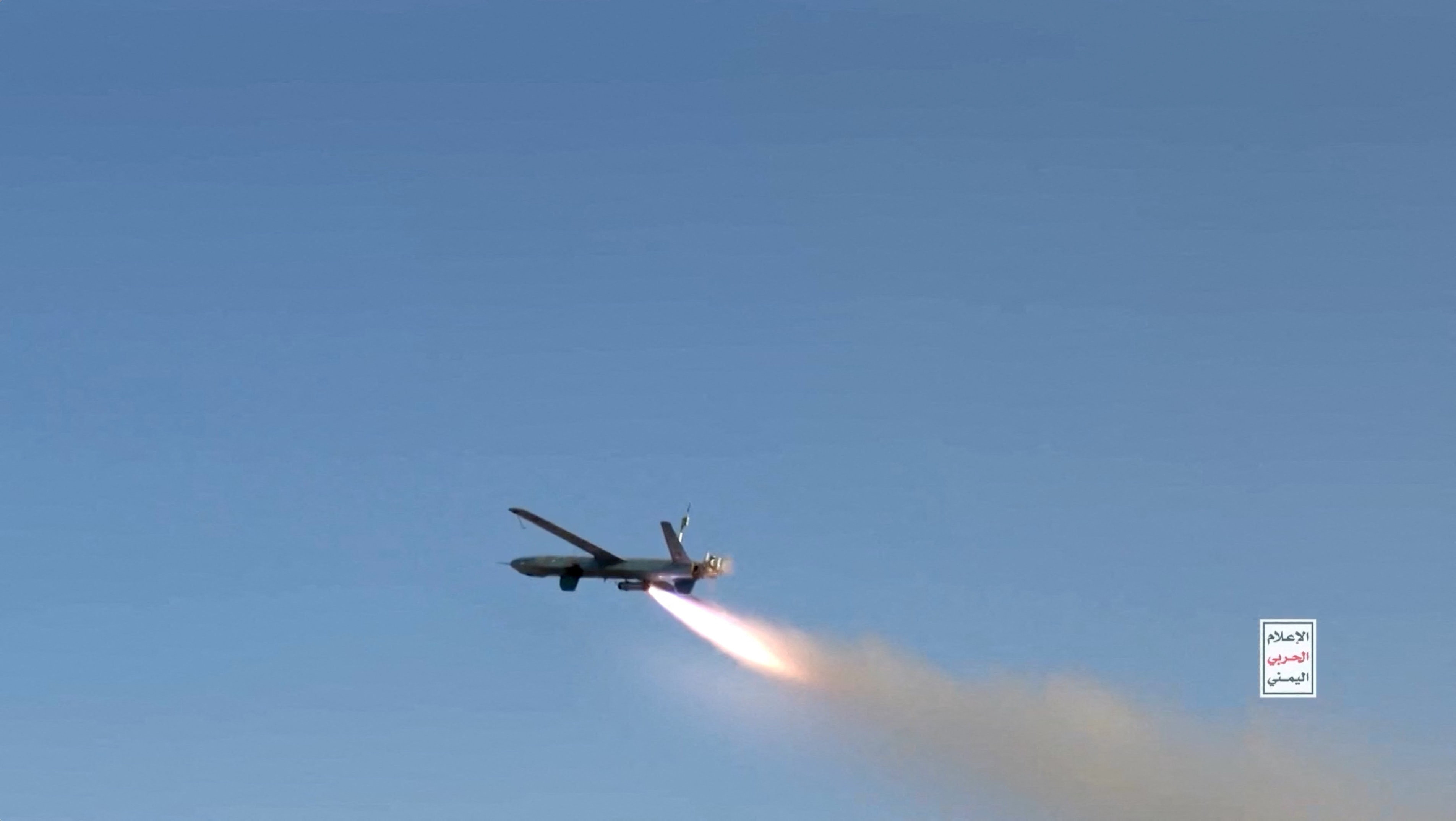 A drone is launched in what Yemen's Iran-aligned Houthis say is an attack on the Red Sea port city of Mocha, Yemen, at an unknown location in this still image taken from video released August 9, 2026. Houthi Media Centre/Handout via REUTERS THIS IMAGE HAS BEEN SUPPLIED BY A THIRD PARTY. WATERMARK FROM SOURCE. REFILE - CORRECTING LOCATION WHERE FOOTAGE WAS SHOT AND TO STATE THE DATE THE VIDEO WAS RELEASED. VERIFICATION: - Location or date could not be verified. - No older versions found posted online before August 9.