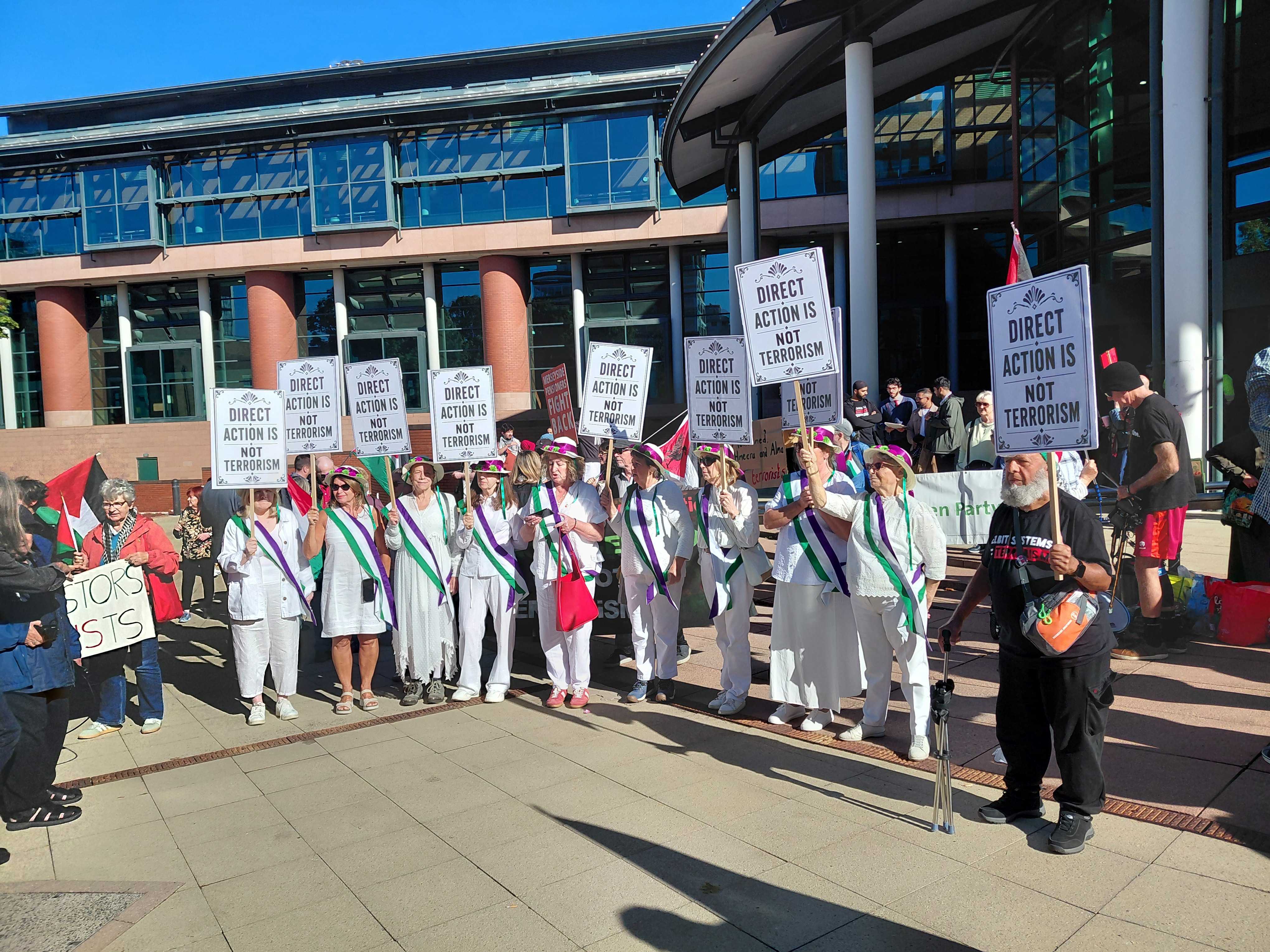 Protesters support the pro-Palestine activists convicted of criminal damage