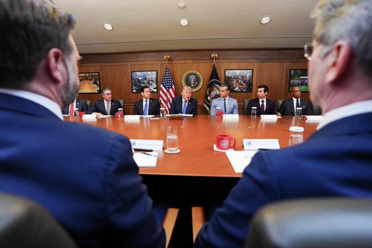 Trump leads a cabinet meeting at the Camp David presidential retreat in Maryland on July 31, 2026