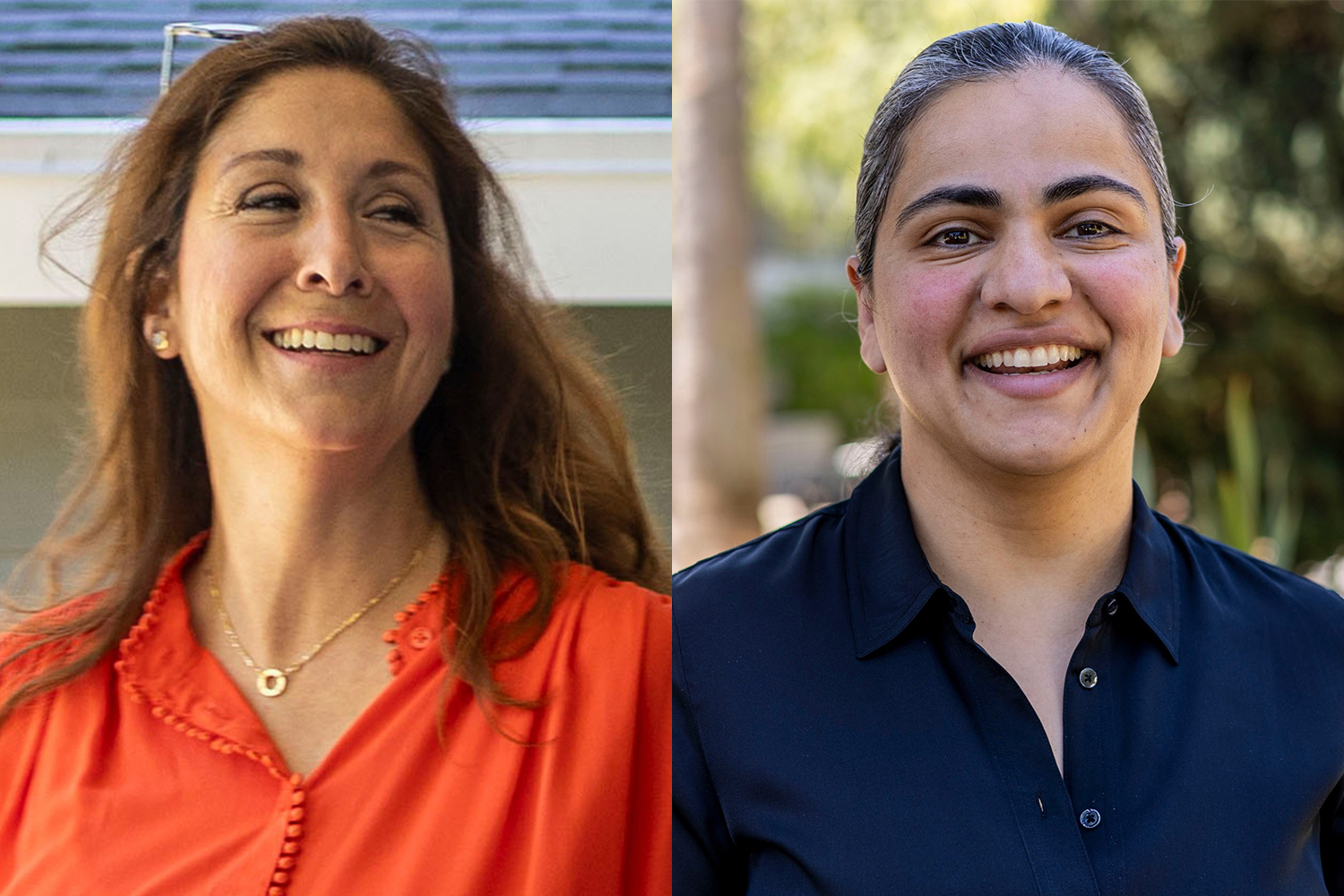 Melissa Hernandez and State Sen. Aisha Wahab, Democratic candidates for Congress in California's 14th district [File: AP Photo]