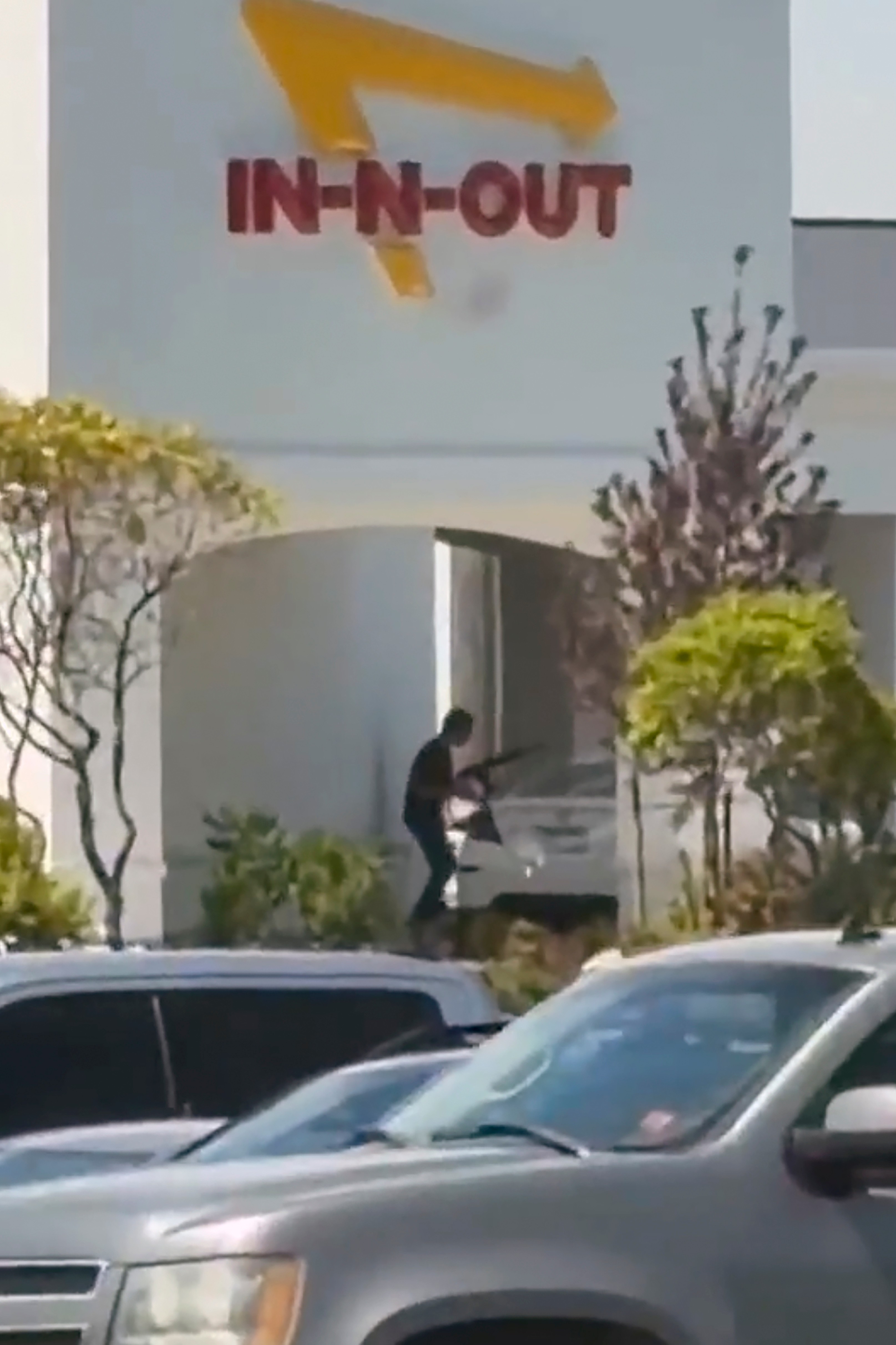 The scene of a shooting that started at an In-N-Out Burger restaurant in Twin Falls, Idaho, US