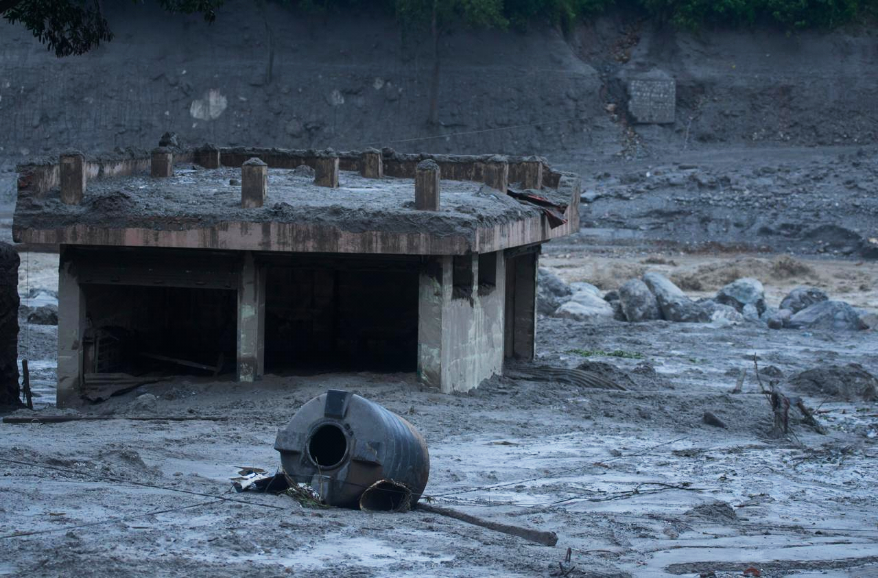 Damage in the aftermath of flash floods in Devighat in the Nuwakot district in Nepal, Thursday, Aug 27, 2026. (AP Photo/Niranjan Shrestha)
