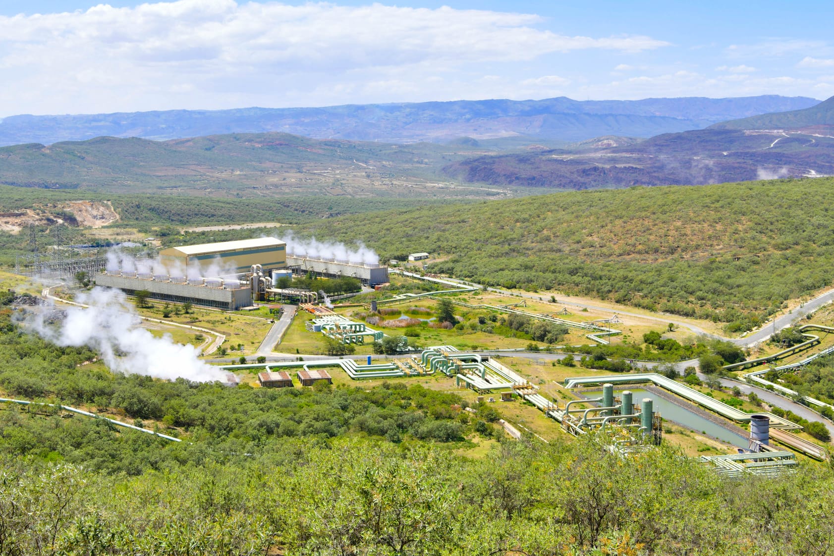 Olkaria geothermal fields near Naivasha, Kenya