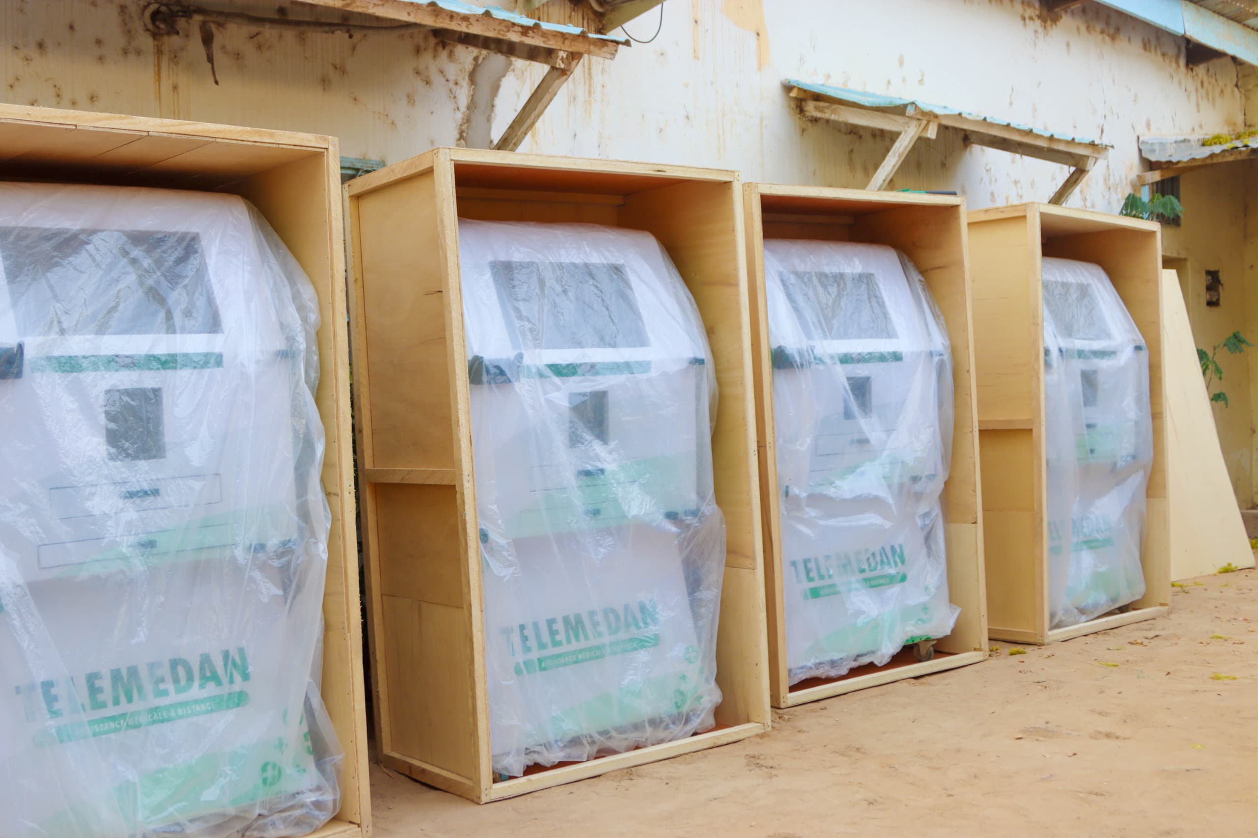 A Telemedan kiosk in rural Chad is equipped with medical devices that allow local health workers to conduct examinations while doctors consult patients remotely.