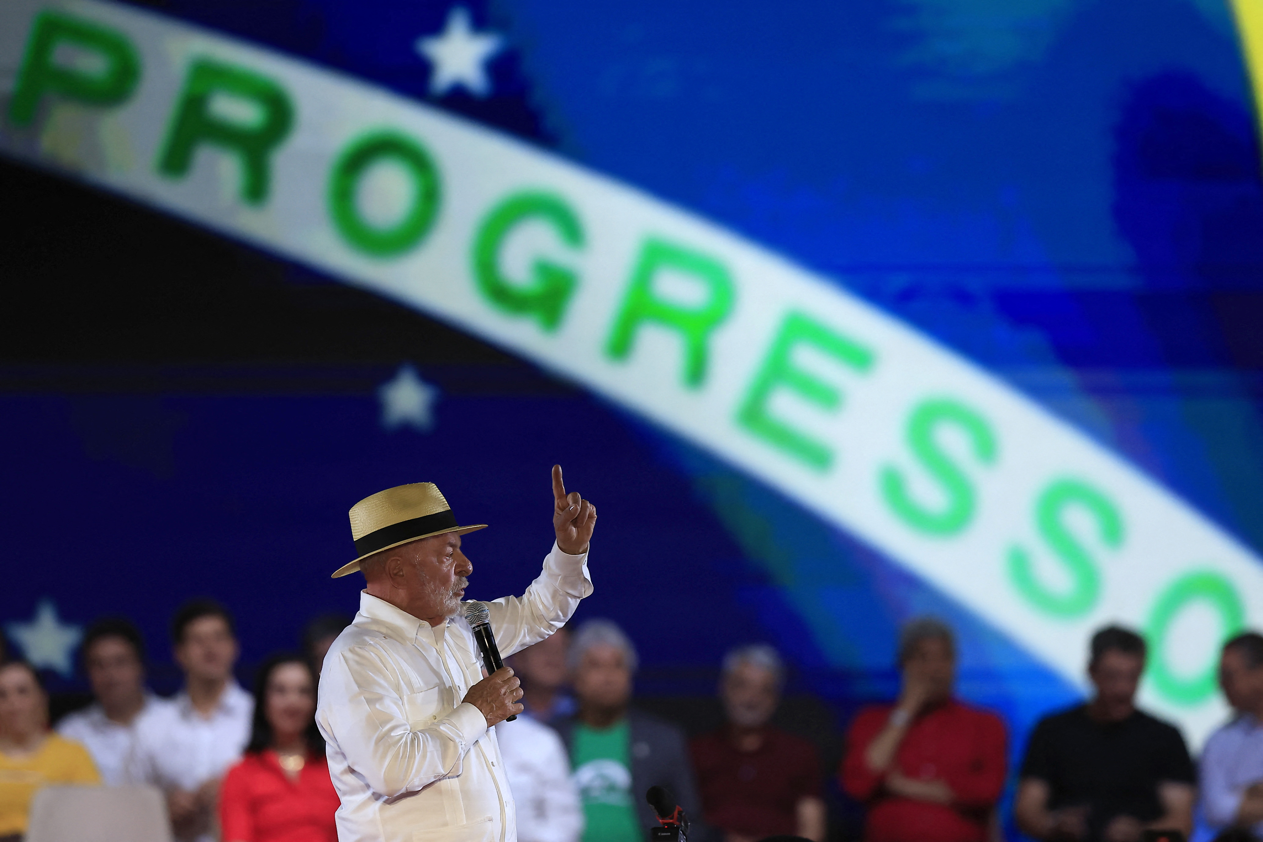 Brazil's President Luiz Inacio Lula da Silva speaks during the Workers' Party (PT) national convention in Sao Paulo, Brazil, on August 2, 2026, where he formally announces his bid for re-election.
