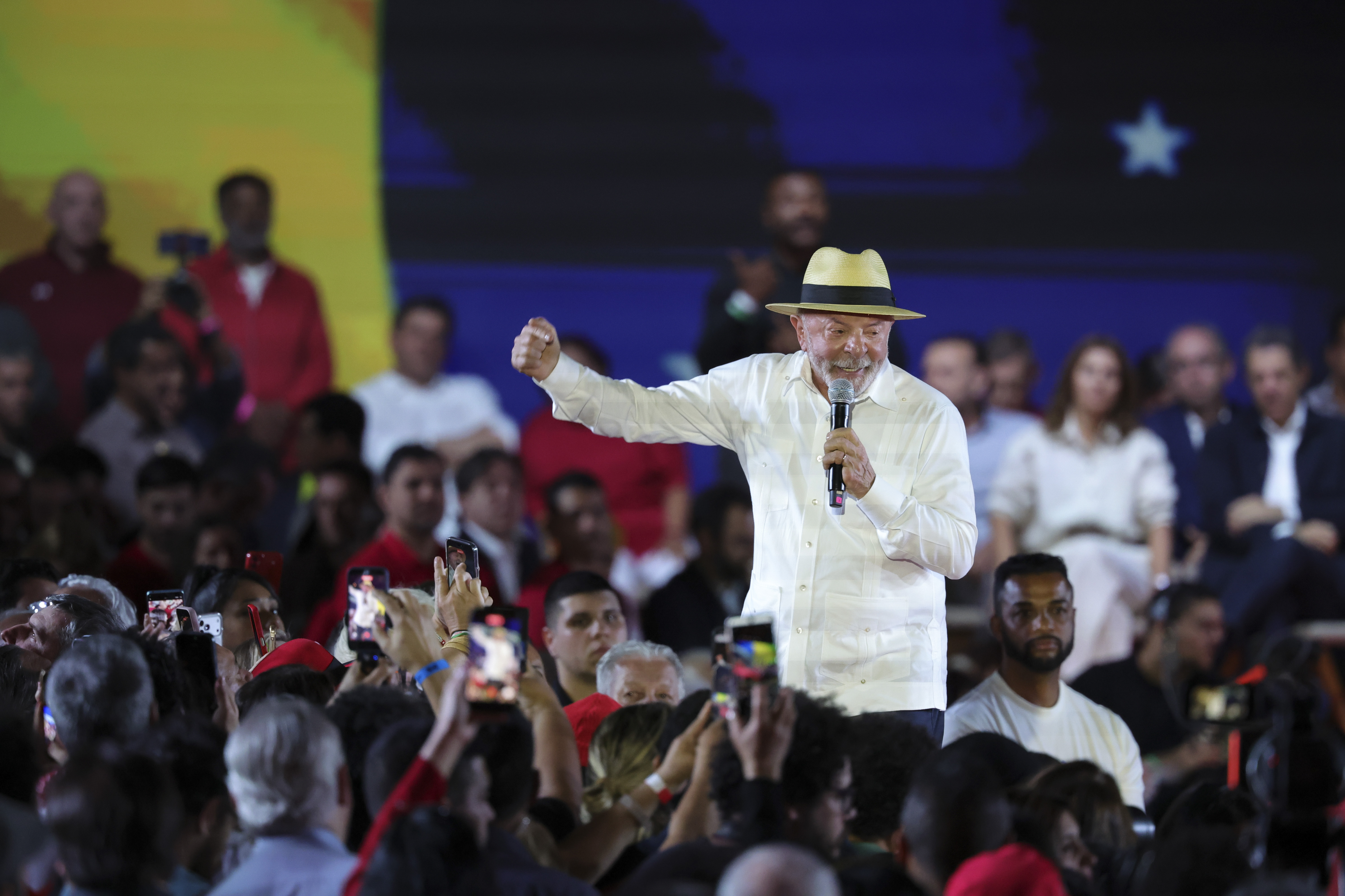 epa13147448 Brazilian President Luiz Inacio Lula da Silva speaks at the national convention of the Workers' Party of Brazil (PT) in Sao Paulo, Brazil, 02 August 2026. At 80 years old and with polls in his favor, Lula is once again running for president, seeking a historic fourth non-consecutive term and consolidating Brazil as the main bastion of progressivism in the region. EPA/Sebastiao Moreira