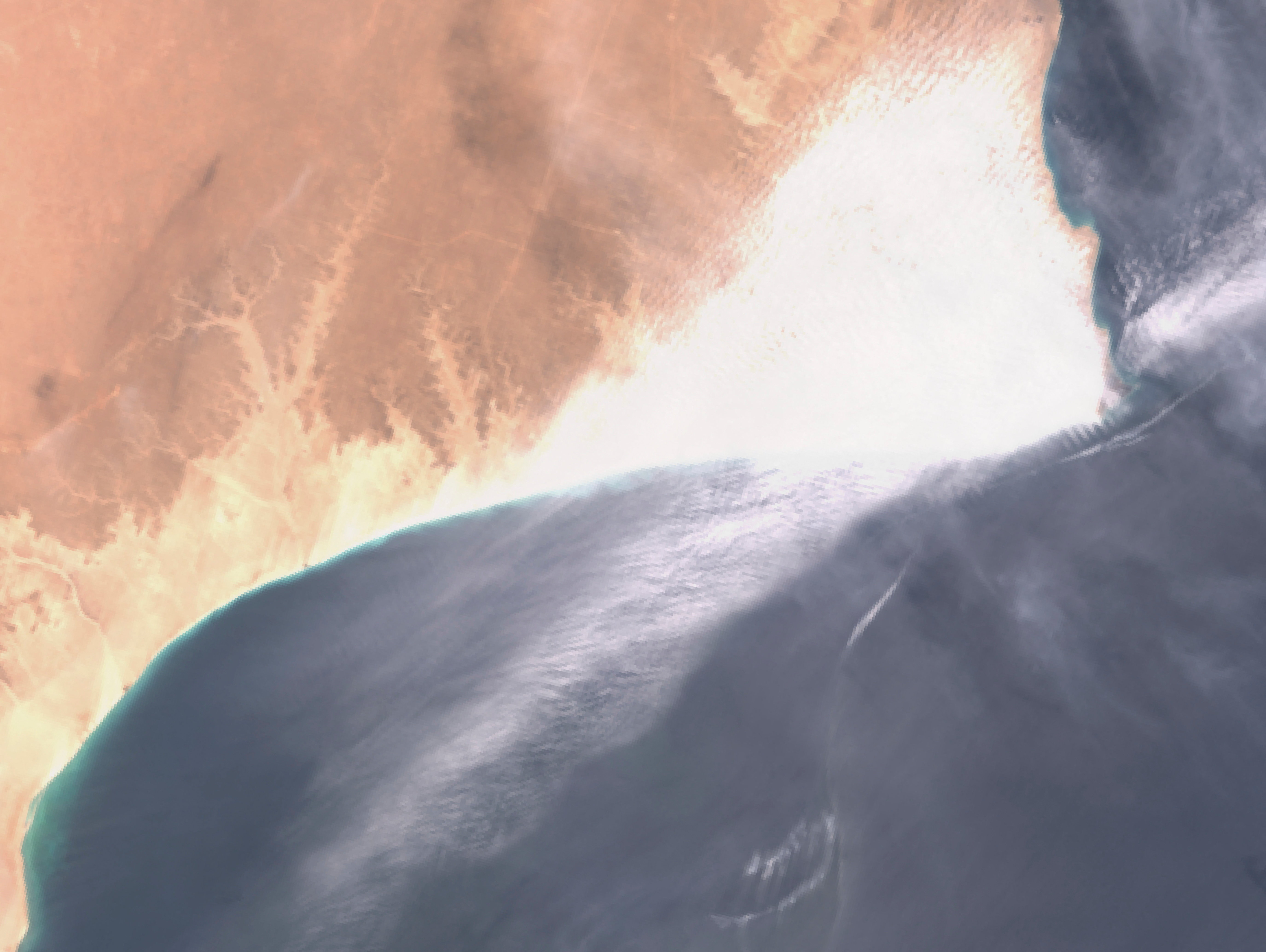 A satellite image shows an oil spill off the coast of Oman, August 11, 2026. European Union/Copernicus Sentinel-3/Handout via REUTERS THIS IMAGE HAS BEEN SUPPLIED BY A THIRD PARTY. MANDATORY CREDIT
